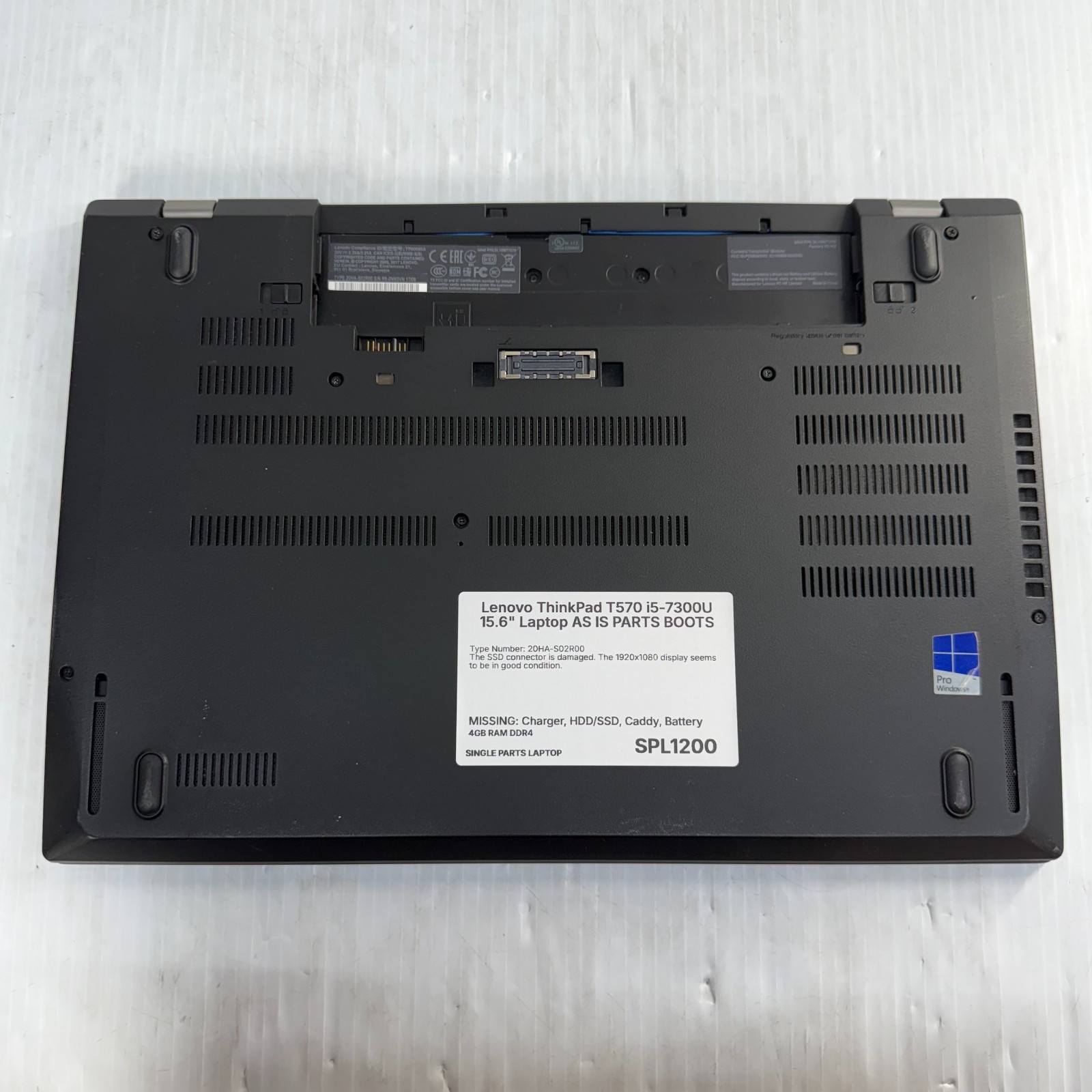 Lenovo ThinkPad T570 i5-7300U 15.6″ Laptop AS IS PARTS BOOTS for PARTS REPAIR