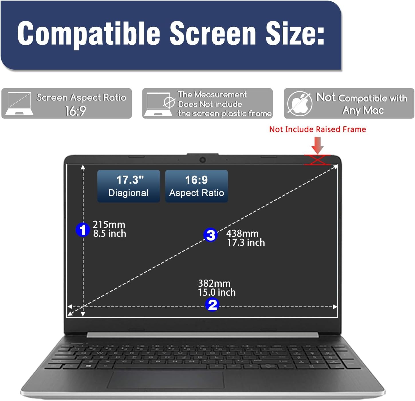 17.3″ Laptop Screen Protector – 2 Pack Tempered Glass for HP/Dell/ASUS/Samsung