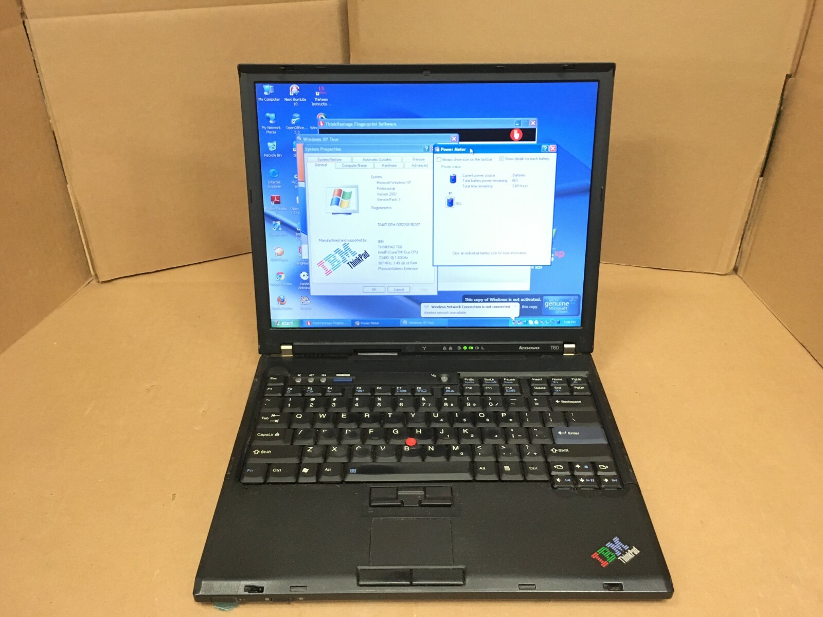 IBM ThinkPad T60 14.1″ Intel T2400 1.83GHz 1.5GB RAM 60GB HDD WINDOWS XP