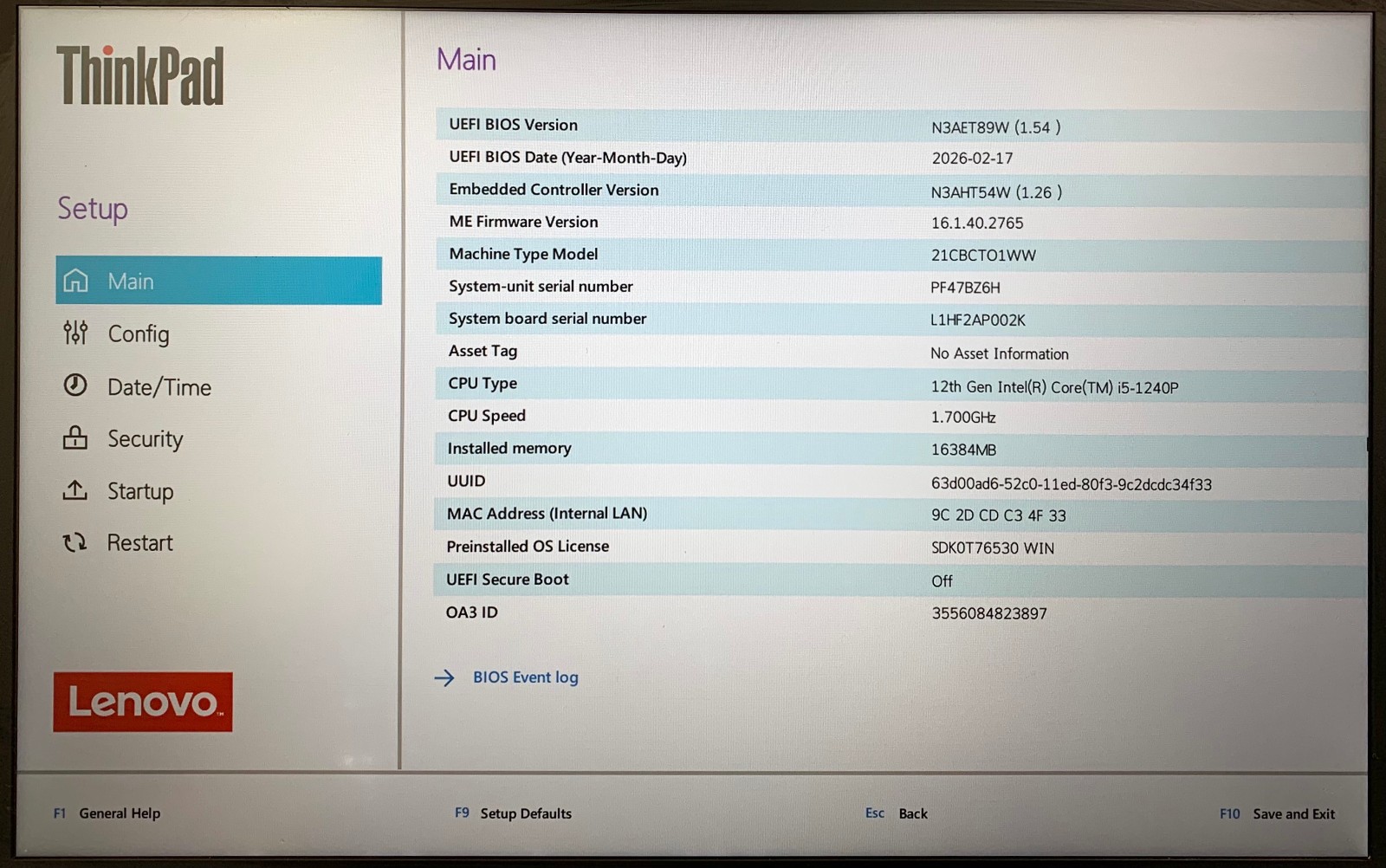 Lenovo ThinkPad X1 Carbon Gen 10 14″ Laptop i5-1240P 16GB RAM 512GB NVMe, As Is