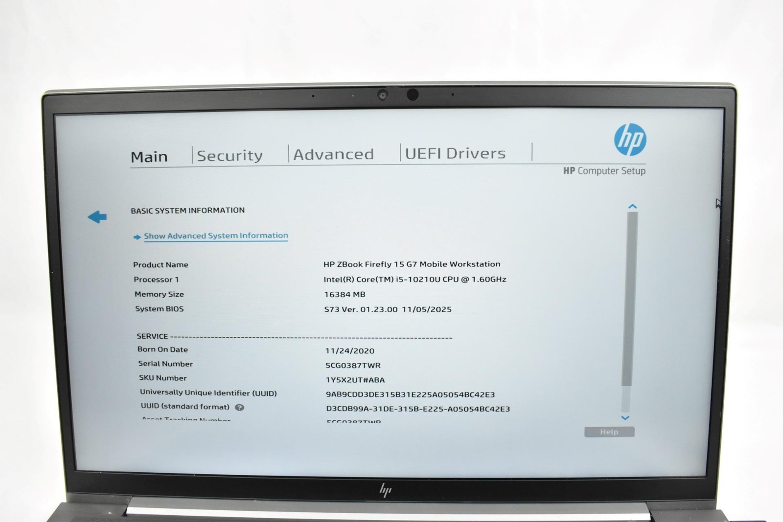 HP Z Book Firefly 15 G7 i5-10210U 1.6GHz 16GB 256GB SSD 15.6″ No OS *See Detail*