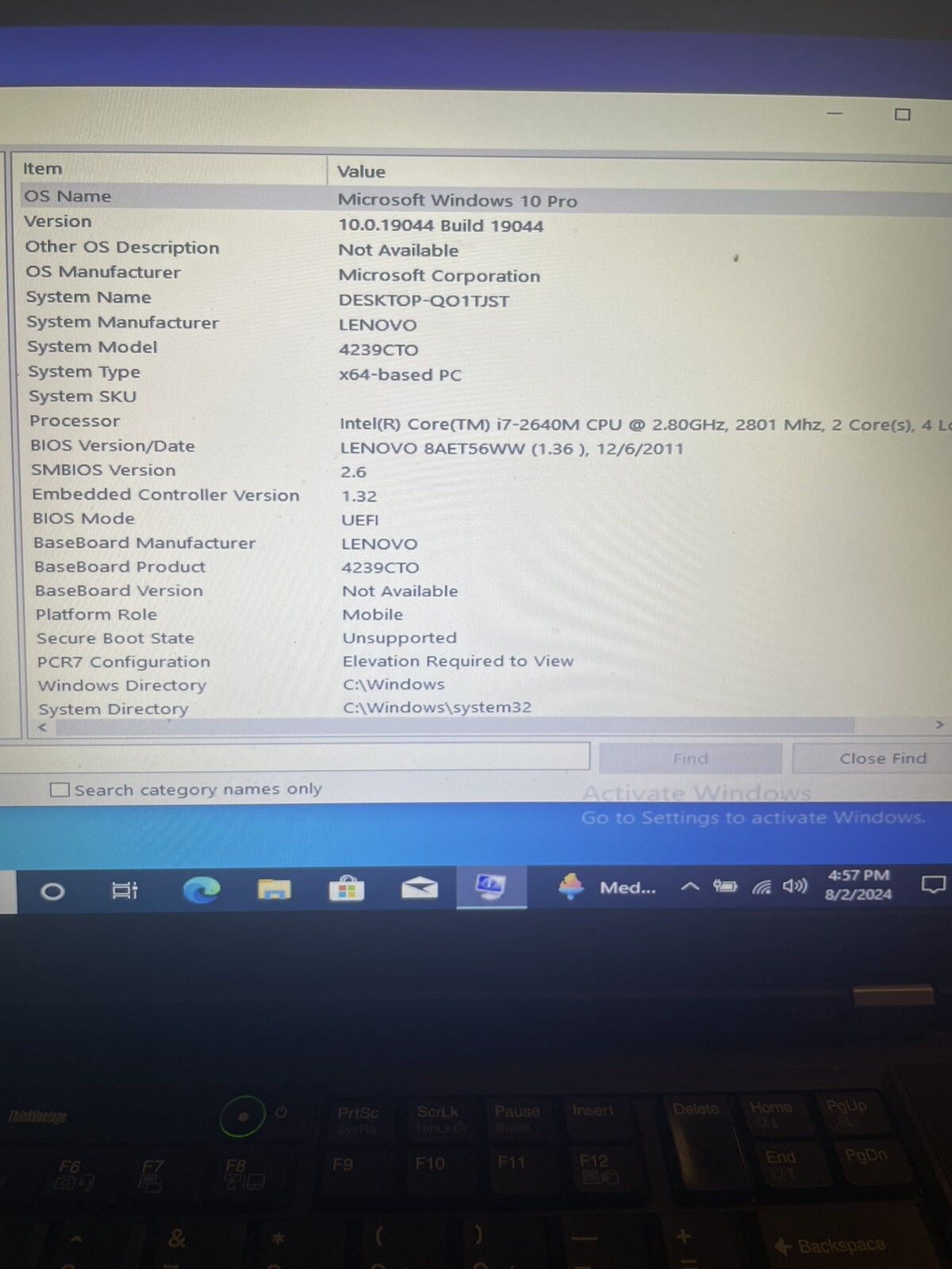 Lenovo ThinkPad T520 15.6in 2.8 GHZ 6GB RAM 60GB HDD Win 10 Pro Read Info