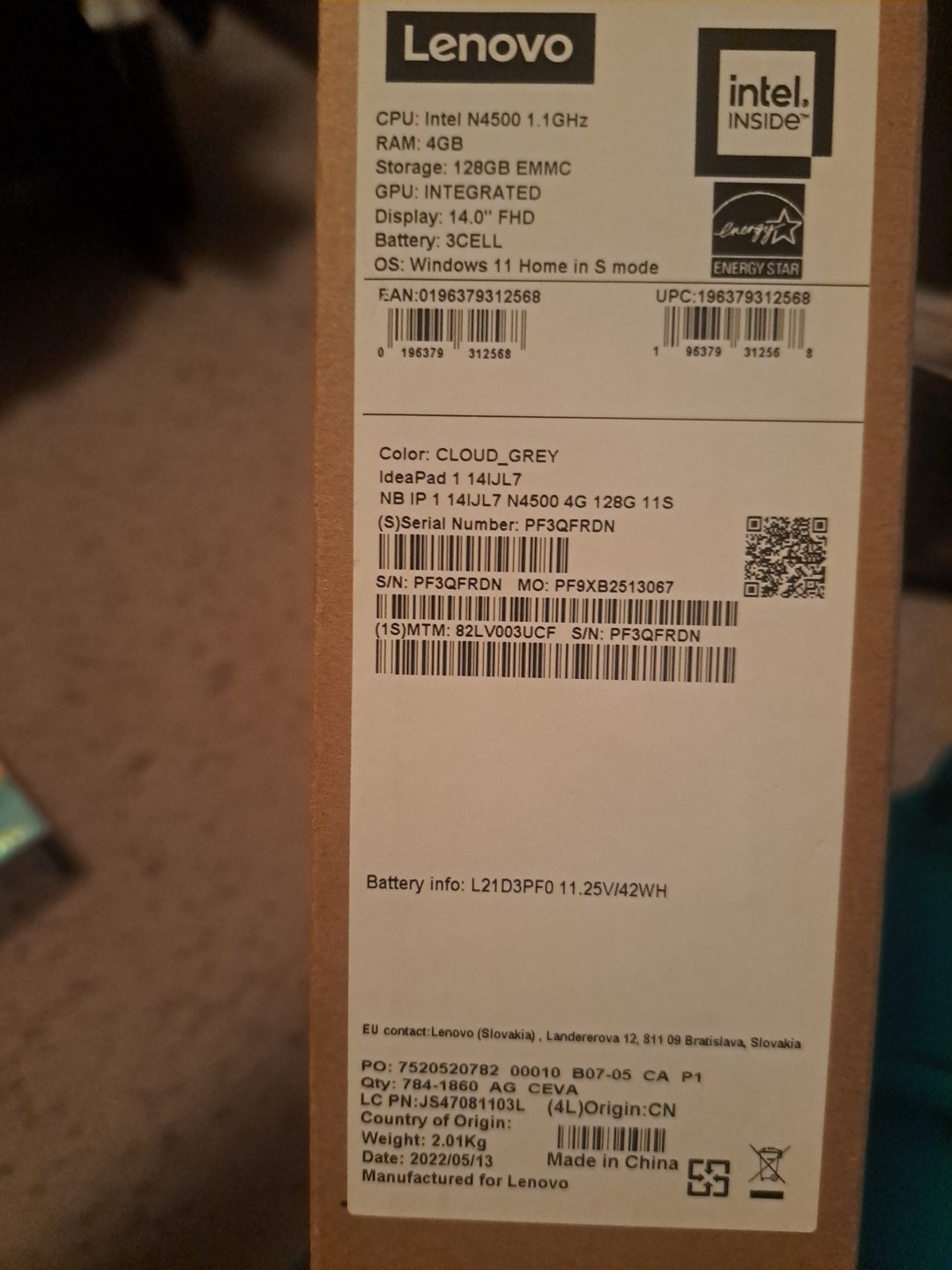 New Lenovo 14inch IdeaPad Laptop. CPU Intel N4500. Ram 4gb. Storage 128gb.