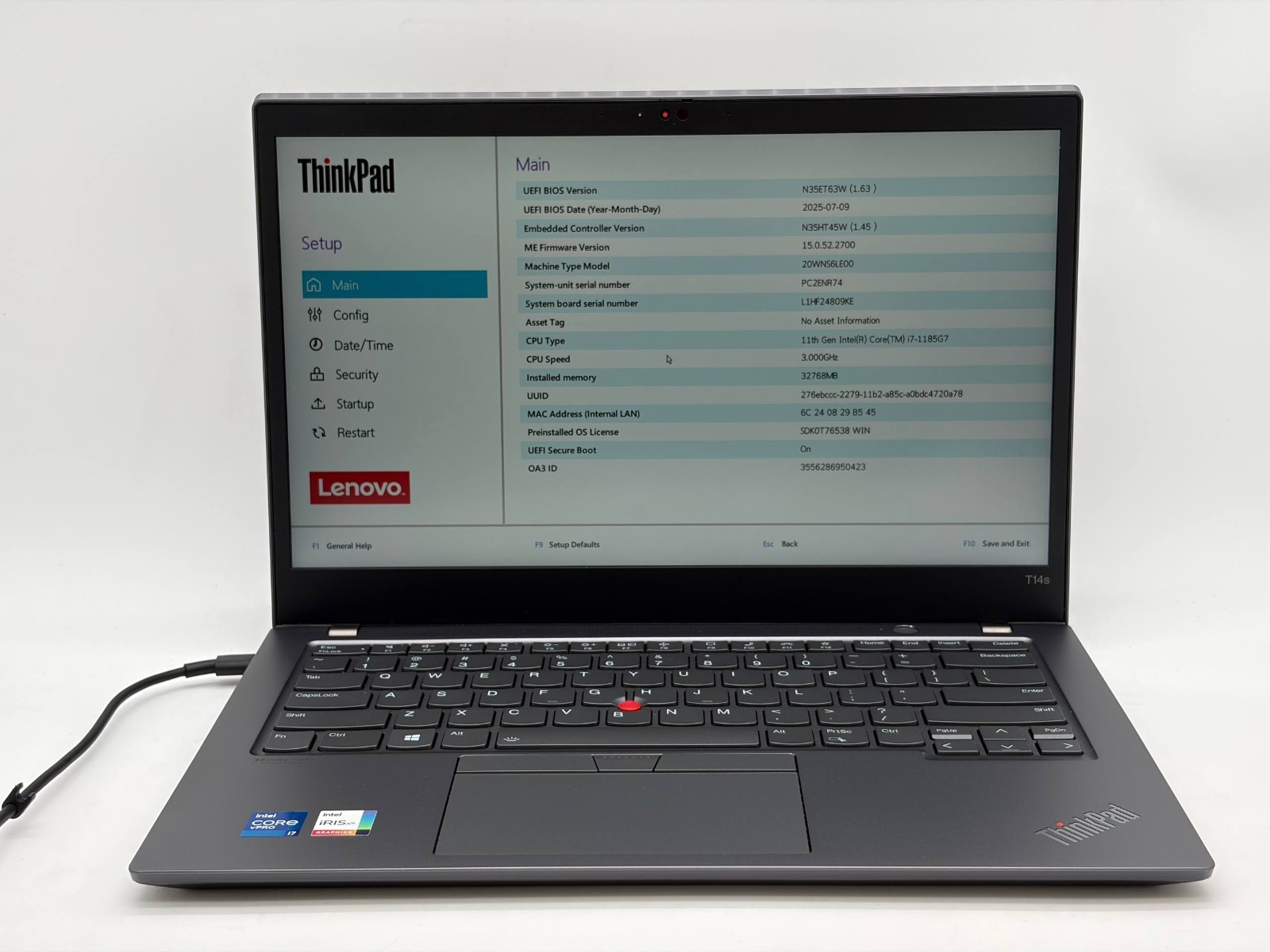 Lenovo ThinkPad T14s Gen 2 i7-1185g7@3.0GHz 32GB RAM 512GB NVMe Win11 Pro GradeB