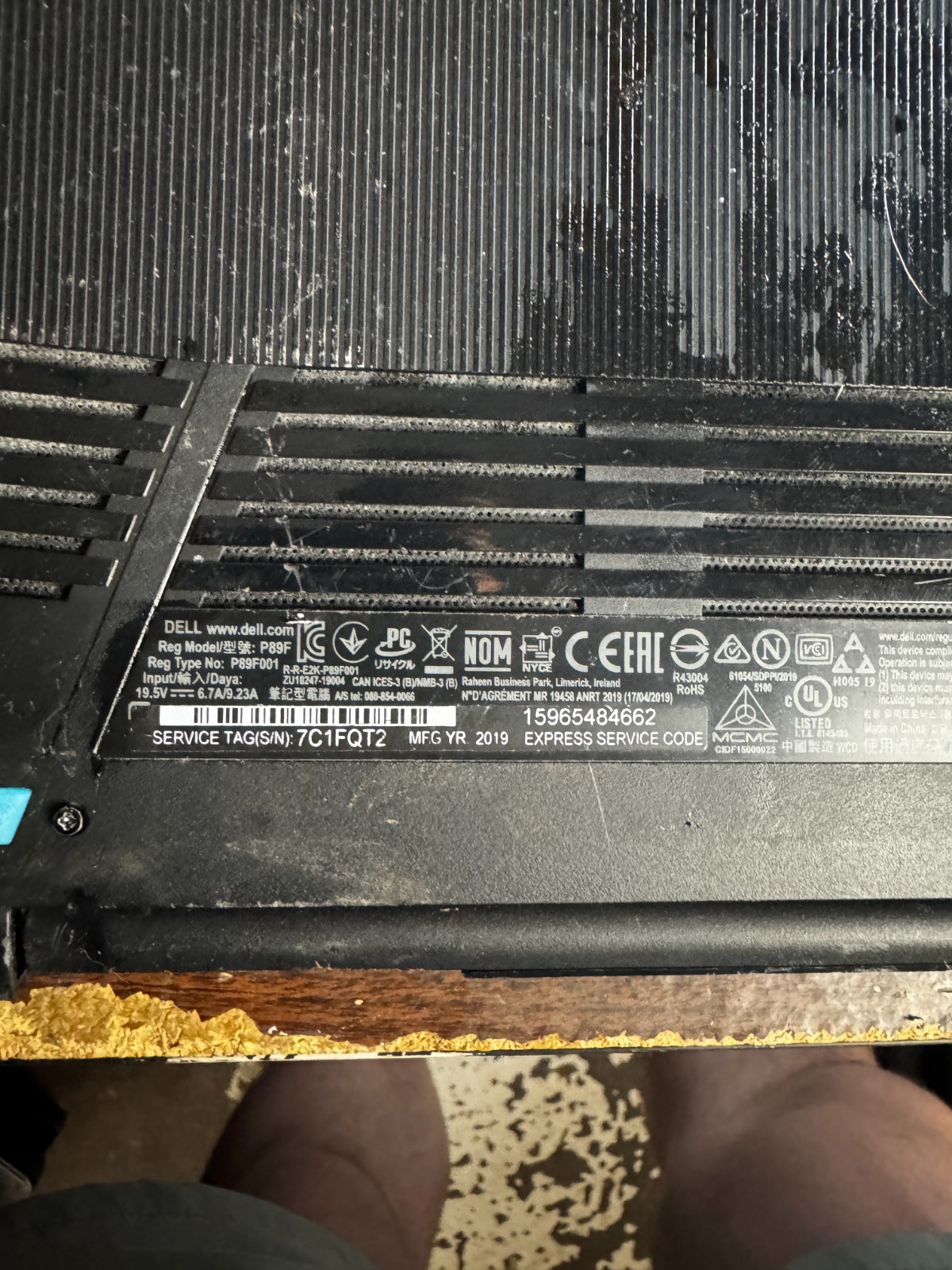 Dell G3 P89F Intel Core i5 9th Gen Gaming Laptop for Parts/Repair #5906