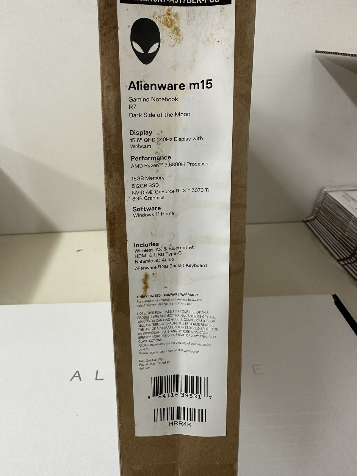 Alienware m15 R7 15.6″ QHD 240Hz, AMD Ryzen 7, 16GB RAM, 512GB SSD, RTX 3070 Ti