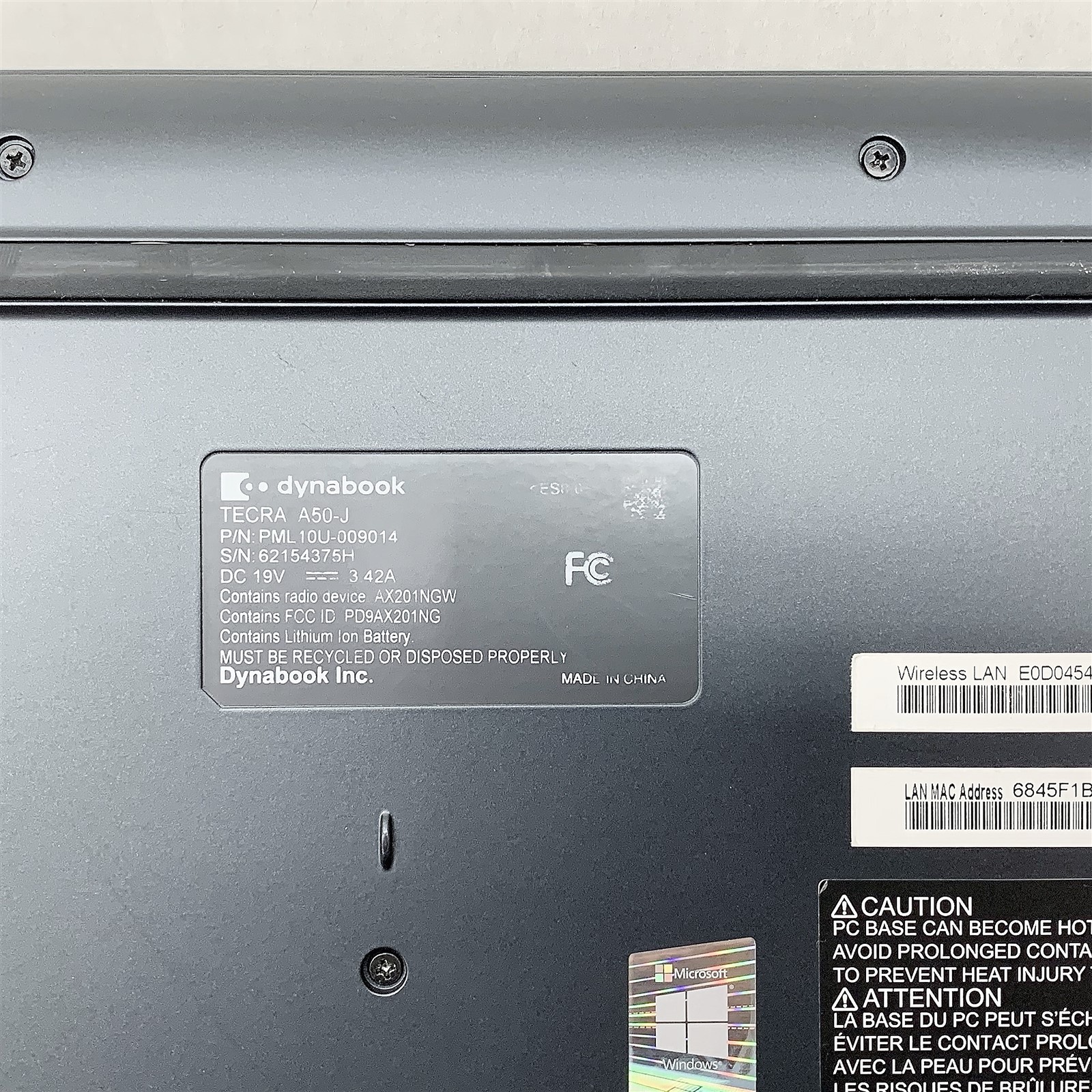 DynaBook Tecra A50-J Laptop Intel i5 11th Generation CPU 15.6″ NO RAM/HDD Parts