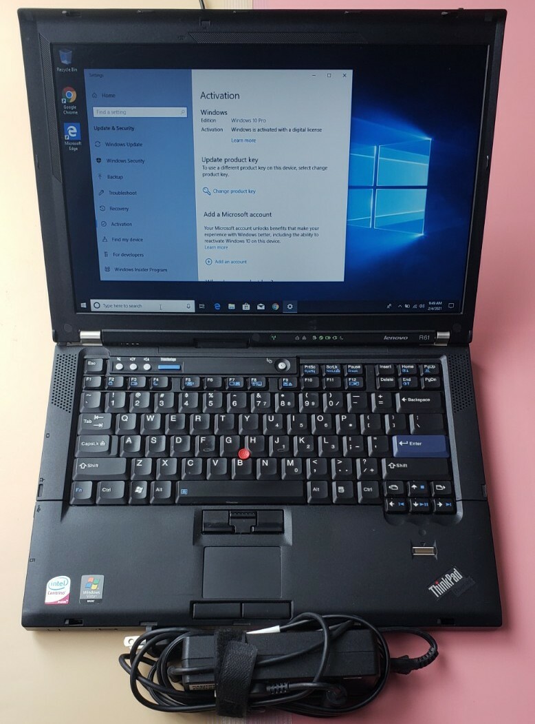 LENOVO THINKPAD R61 14″ Intel Core 2 Duo 1.8GHz 4GB RAM 160GB HDD WIFI WIN 10