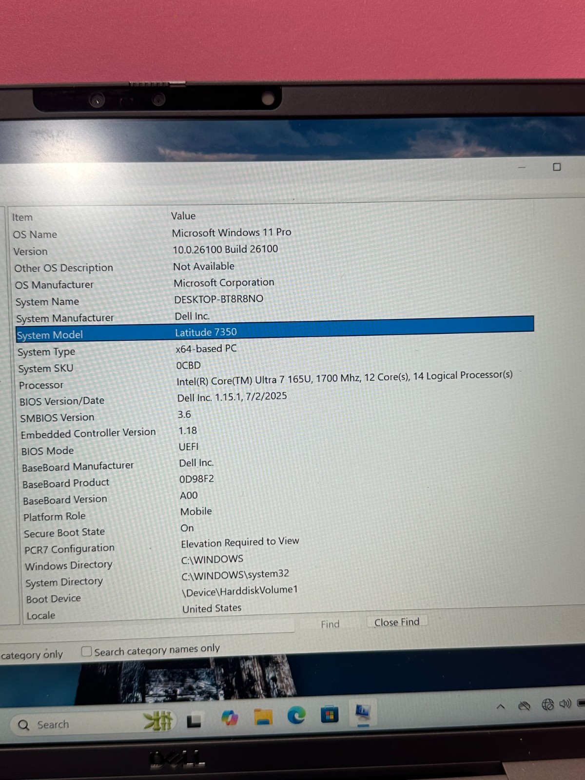 Dell latitude 7350 13.3″ Core Ultra 7 1.7GHz 32GB RAM 500GB SSD