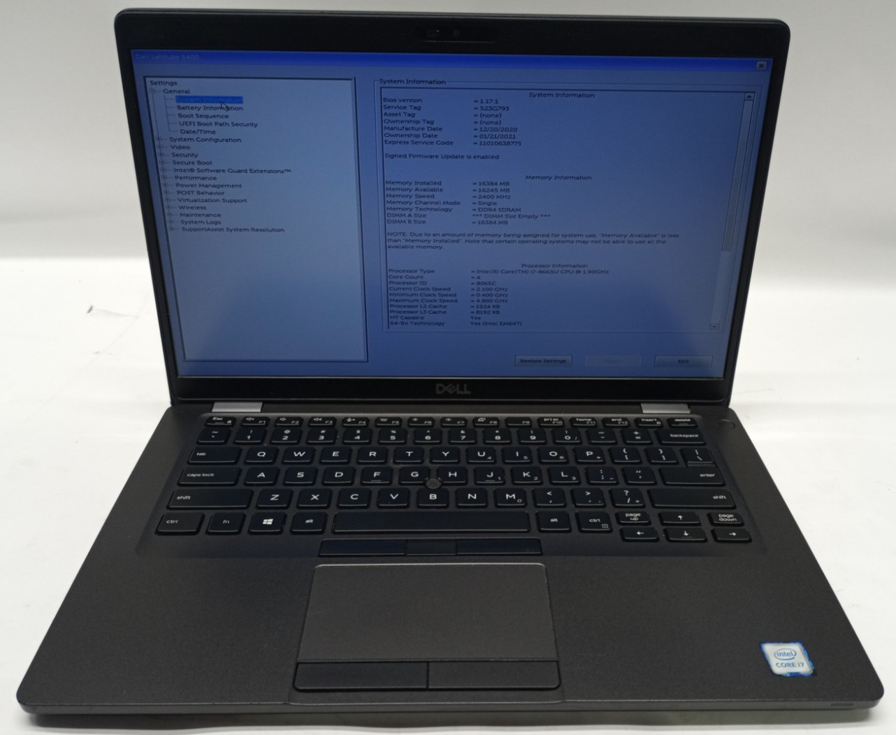 Dell Latitude 5400 14″FHD i7-8665u@1.90GHz 16GB RAM 512GB NVMe Win11Pro MC602!