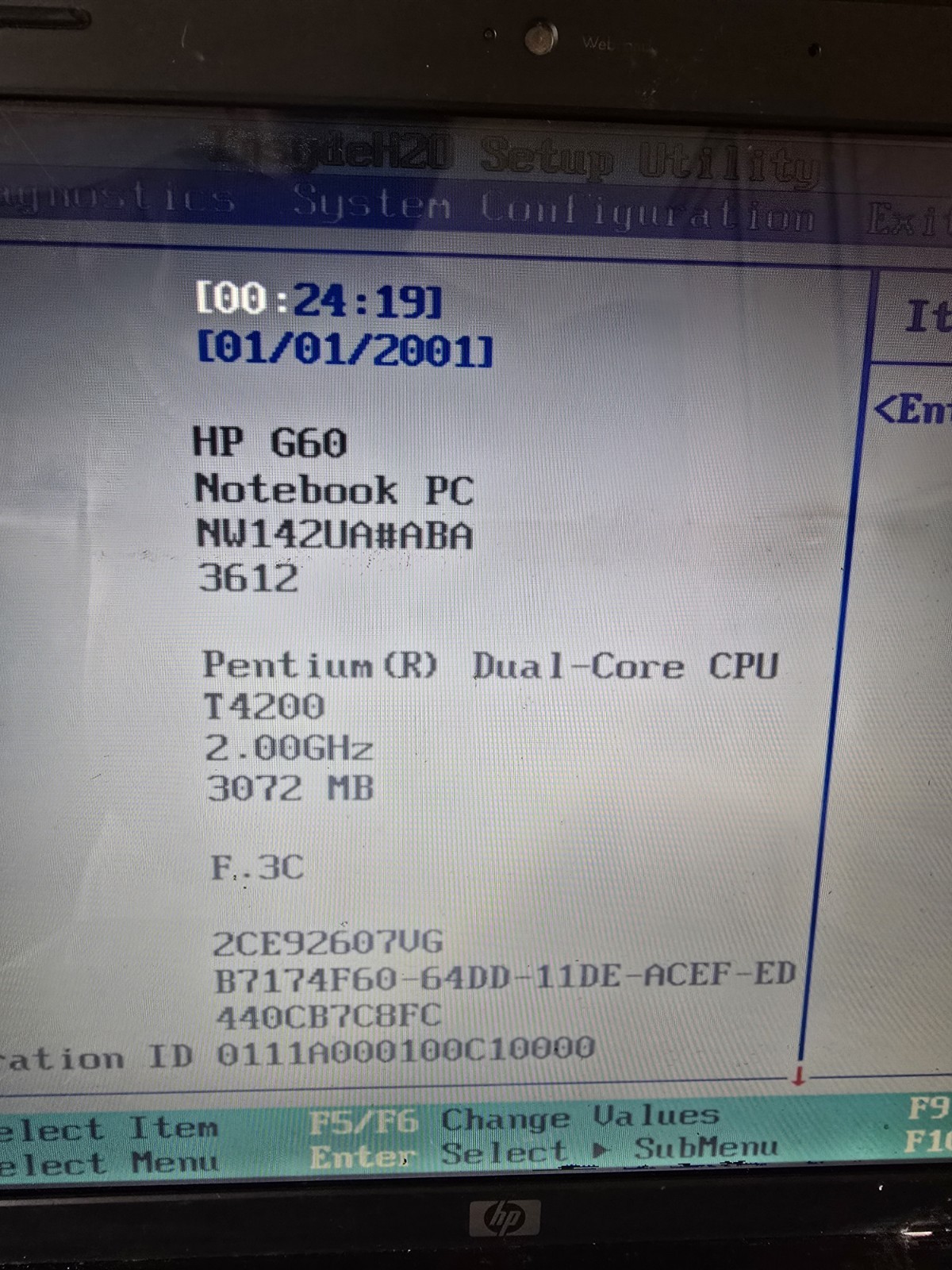 HP G60-441US Laptop Pentium Dual-Core T4200 2.00 GHz 3GB RAM For Parts/Not Work