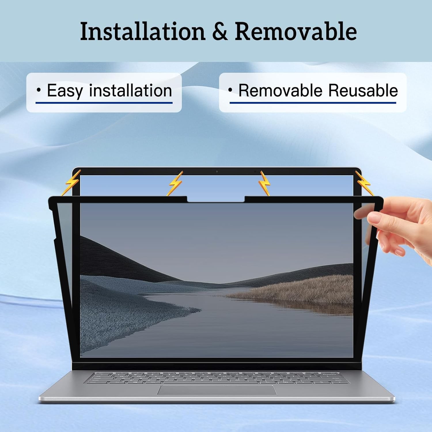 Removable Privacy Screen for Surface Laptop Go 12.4 inch, Reusable Anti-Spy Prot