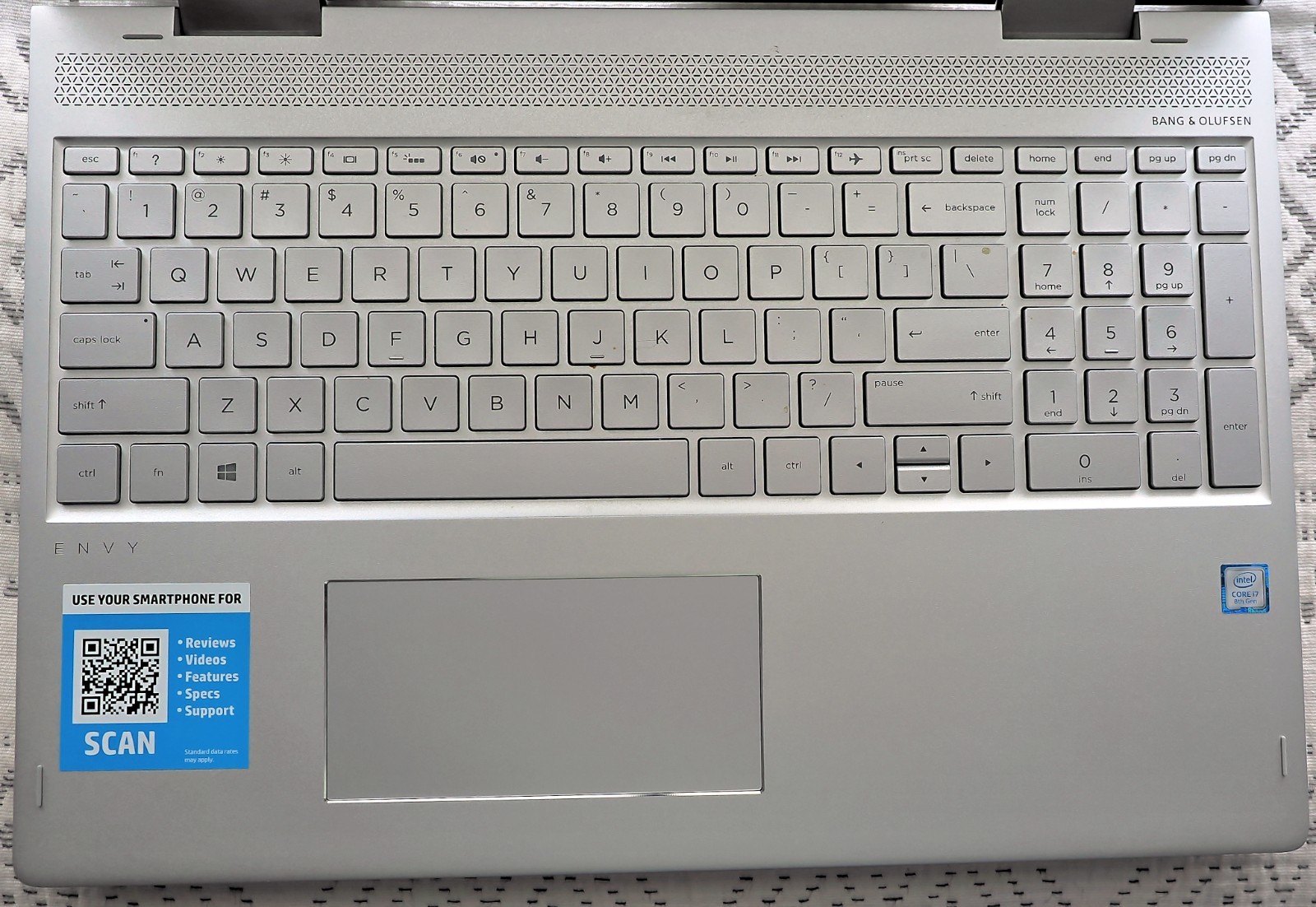 HP ENVY x360 Convertible 15m-bp1xx, Intel core i7-8550U CPU 1.80GHz 16GB Memory