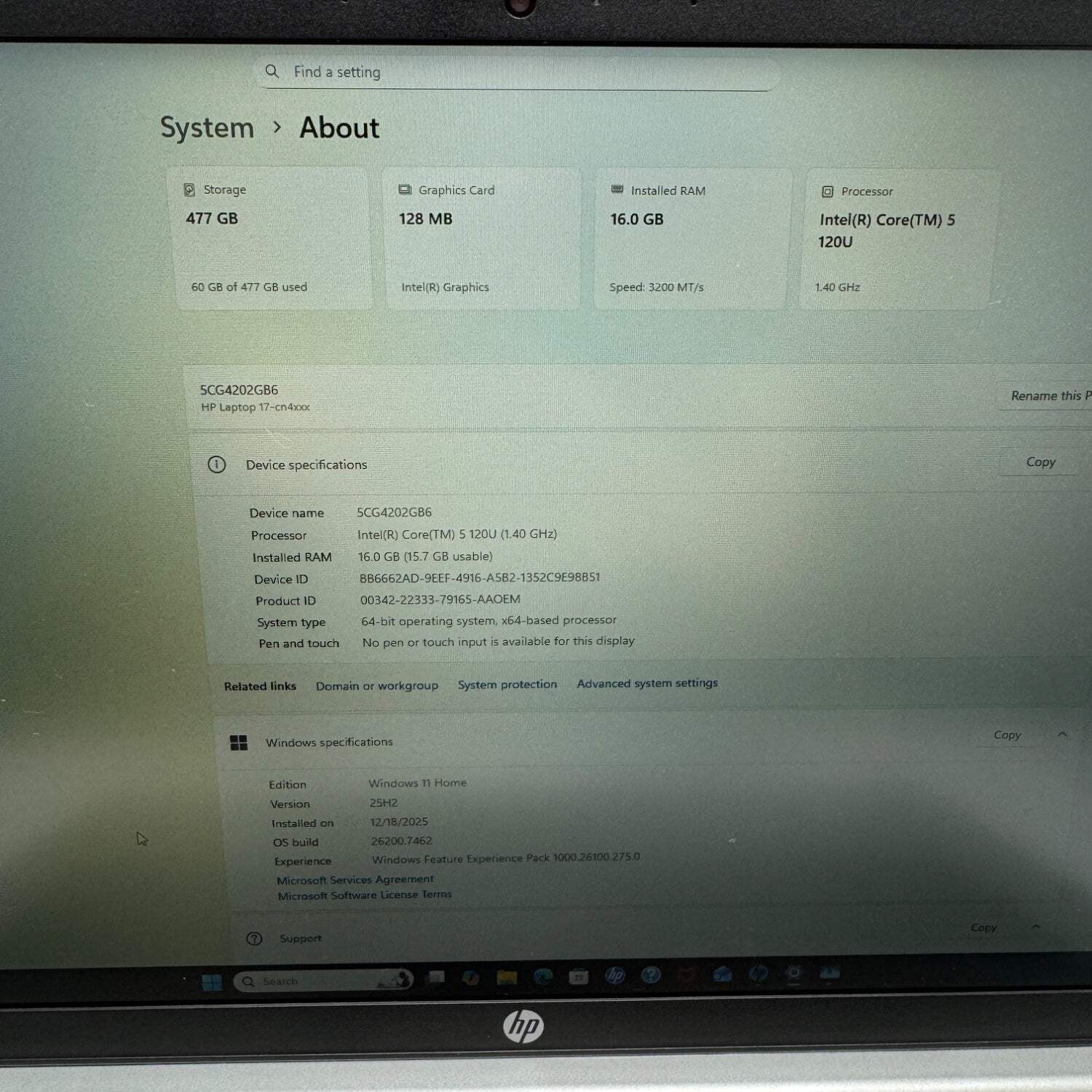 HP 17-cn4xxx Core 5 120U 14 512GB