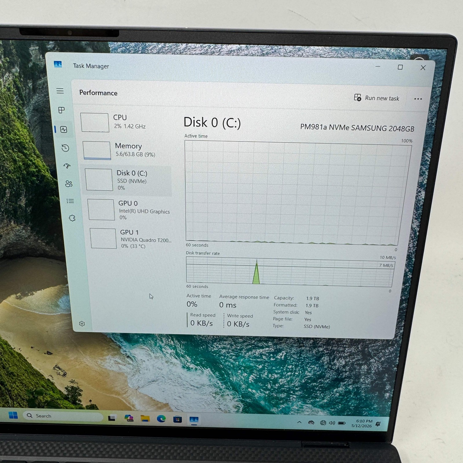 Dell Precision 5500 15.6″ i9-10885H 2.4GHz 64GB RAM 2TB SSD Quadro T2000 Max-Q