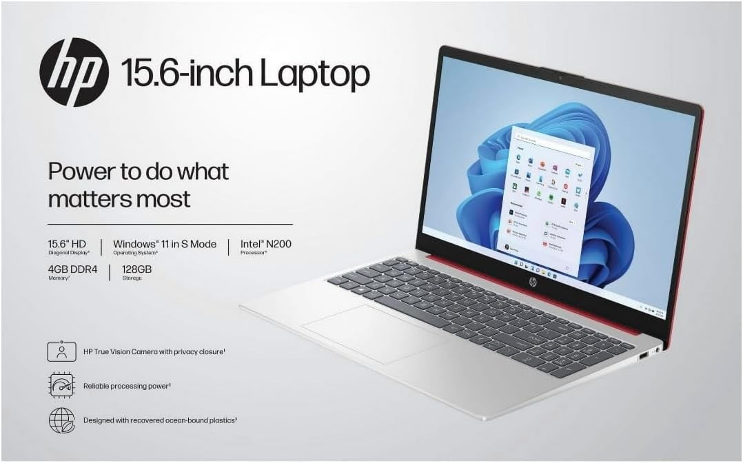 HP 15-fd0083WM laptop intel N200 15.6″HD 4GB 128GB(OnBoard) win 11 home