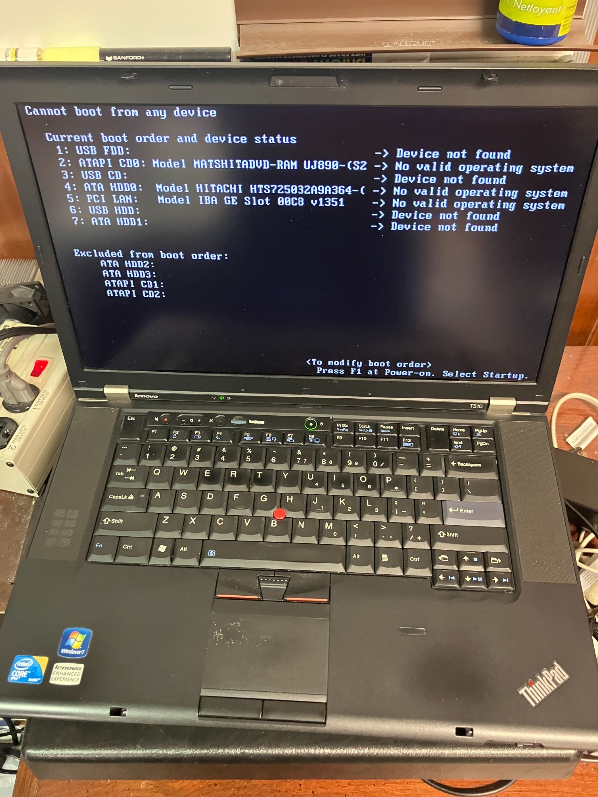 LENOVO THINKPAD T510 – BOOTS TO BIOS – INTEL I5 M560 – 6GB RAM – 320gb HD