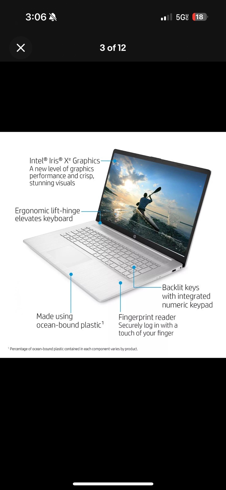 HP Laptop 17.3″ 1920 x1080 – Intel®️ Core™️ i7-1165G7 – 512GB SSD – 8GB Ram 🔥