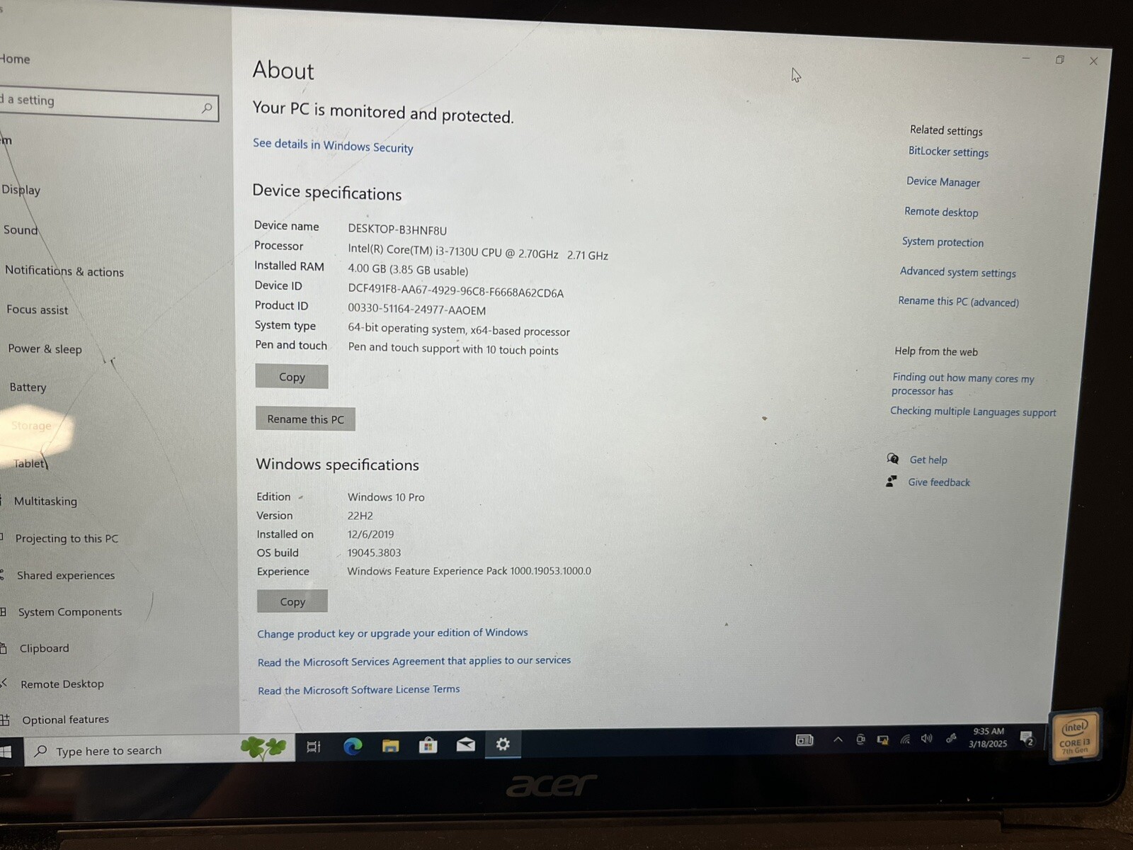 Acer Switch 5 N17P5 Intel Core i3-7130U 2.70GHZ 4GB RAM 128GB SSD #3