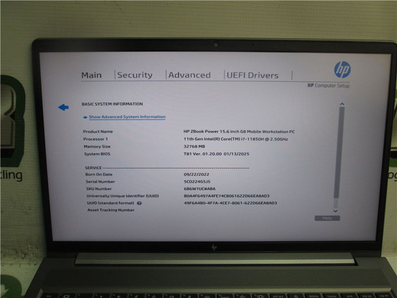 HP ZBook Power Laptop i7-11850H 2.5GHz 32GB RAM 512GB SSD Windows 11 Pro COA