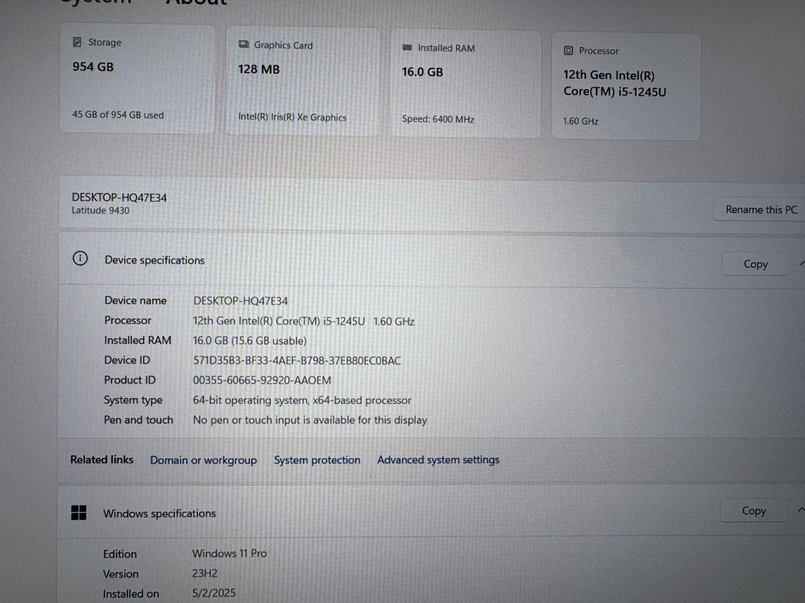 Dell Latitude 9430 14″ FHD+ i5-1245U, 16GB Ram, 1TB SSD, Win 11 Pro