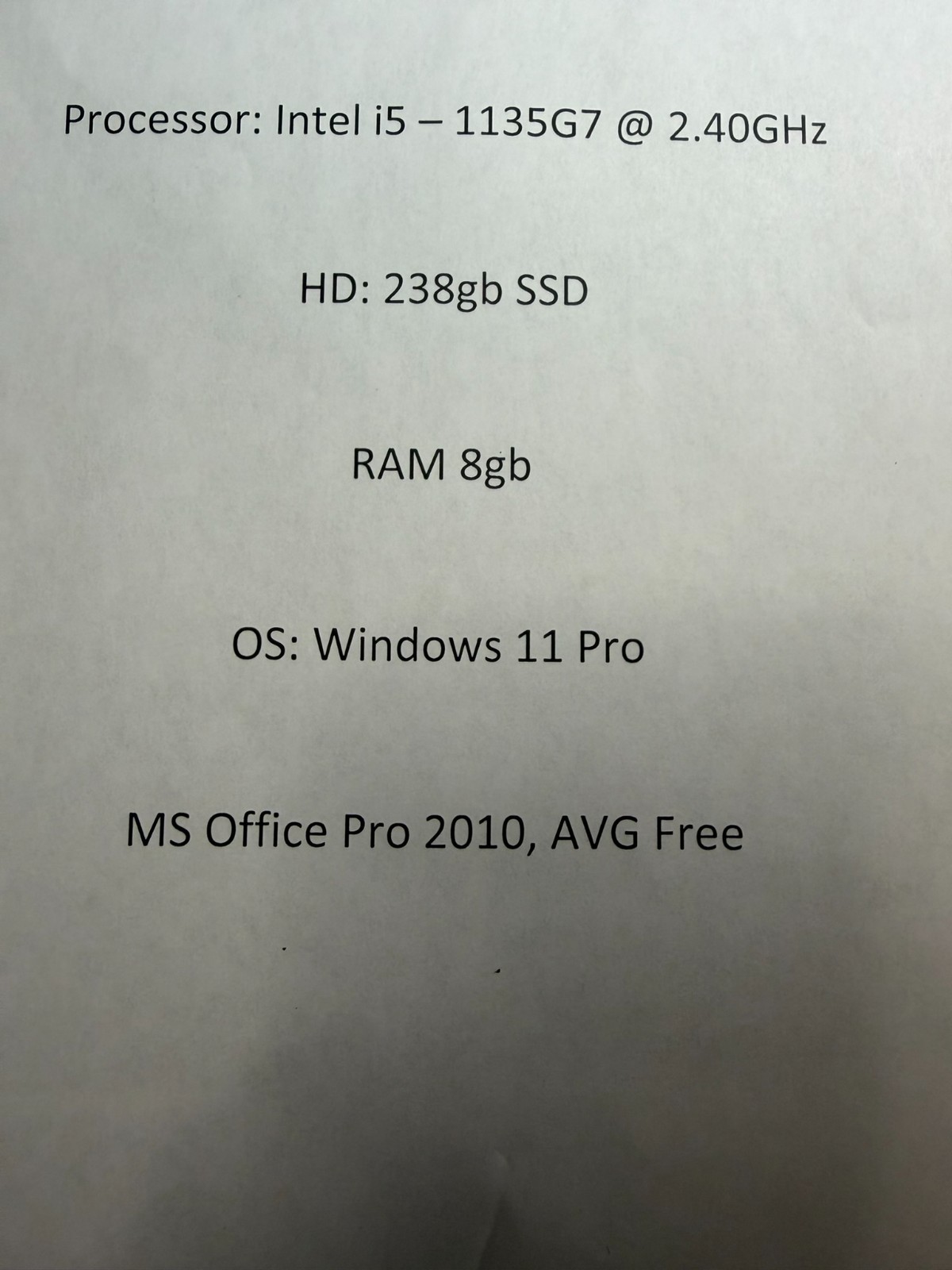 dell inspiron 15 3511 win 11 Pro, Office 2010, 8 GB Ram, 238 GB SSD,