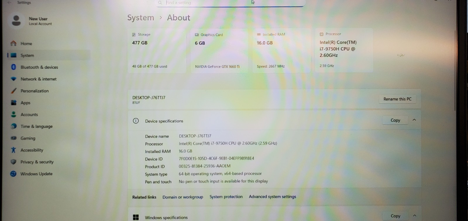Lenovo Legion Y740-15IRH Laptop i7-9th Gen 2.6GHz 16GB RAM 512GB SSD GTX1660Ti