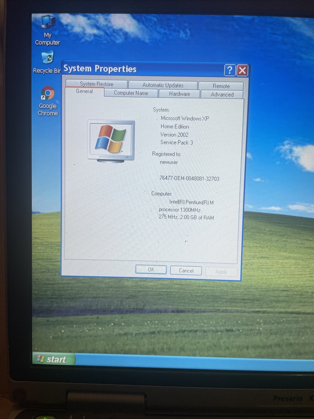 Compaq Presario X1000 Laptop Pentium M 1.4 GHz 2GB 160GB XP Sp3