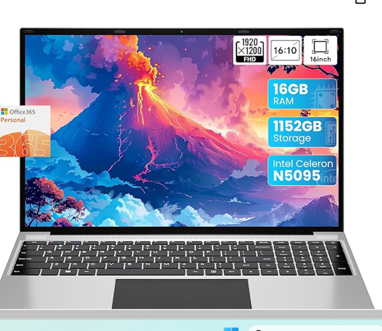 jumper Laptop 16 Inch, Celeron N5095 CPU, Laptop Computer with Office 365 One Ye