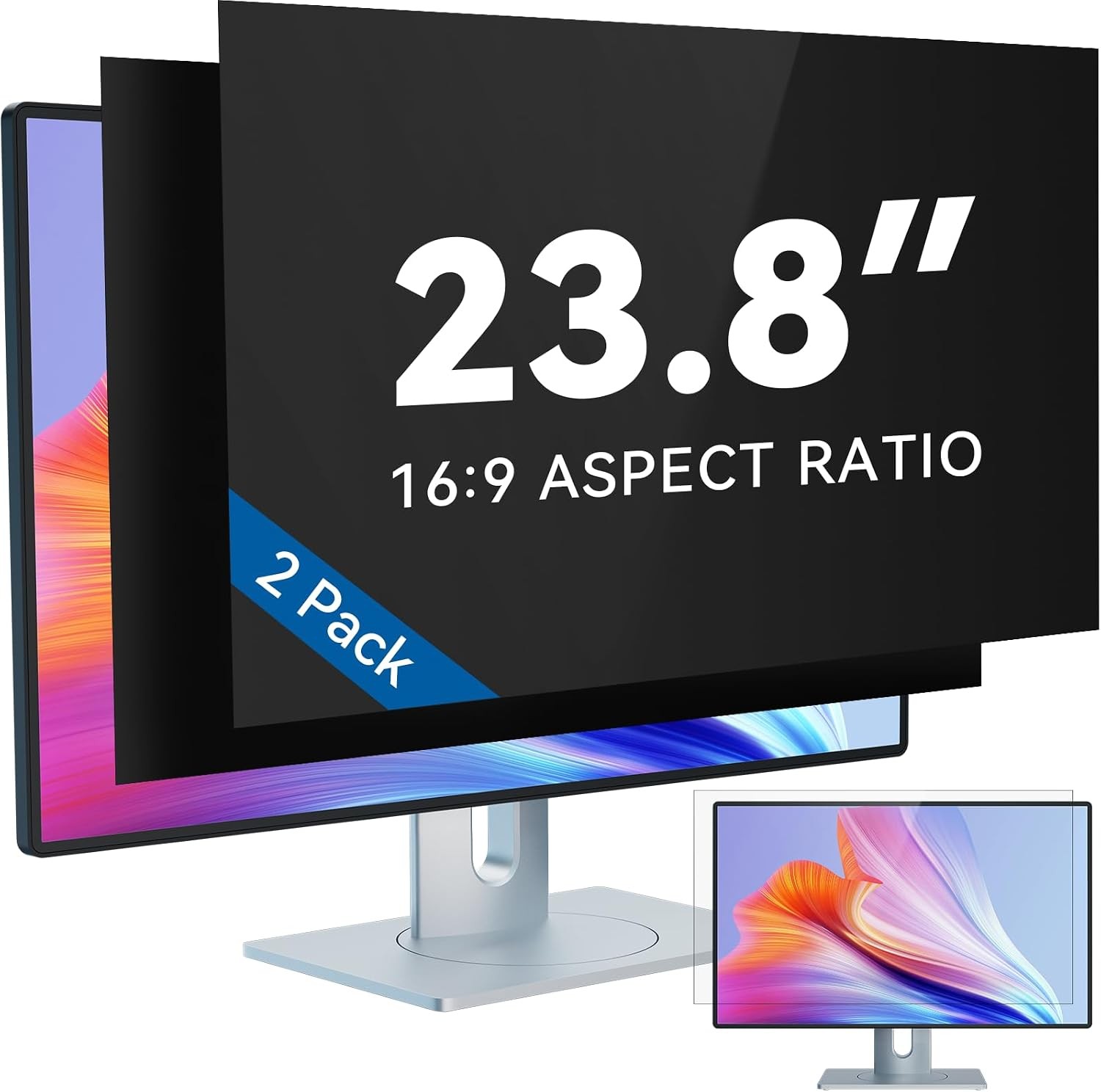 23.8 Inch Computer Privacy Screen Filter for 16:9 Widescreen Monitor, Removable
