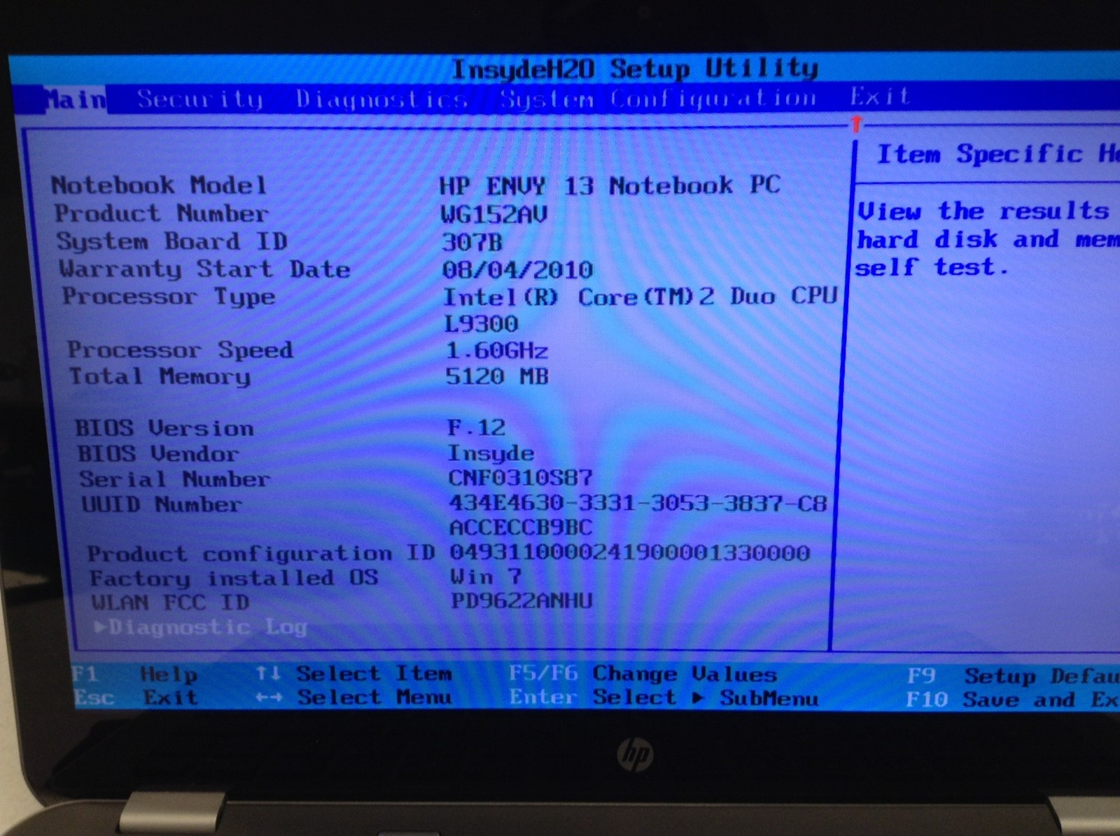 HP Envy 13t-1100 Laptop 13″ Core 2 Duo L9300 1.60GHz 5GB Ram, No HDD, WORKING