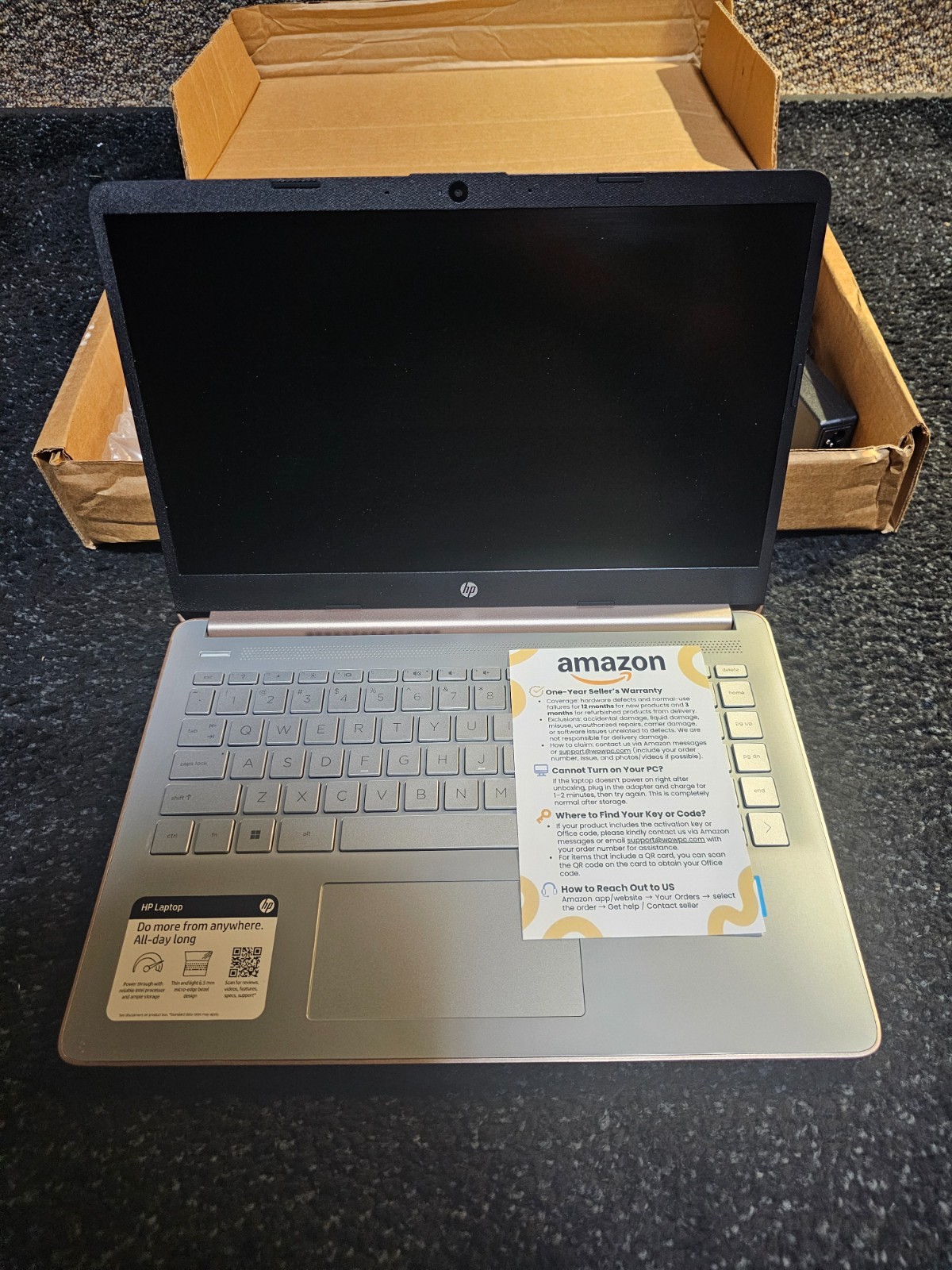 HP 14-DQ6015DX 14″ LAPTOP Intel N150 128GB Win 11 Home S Mode Pale Rose Gold