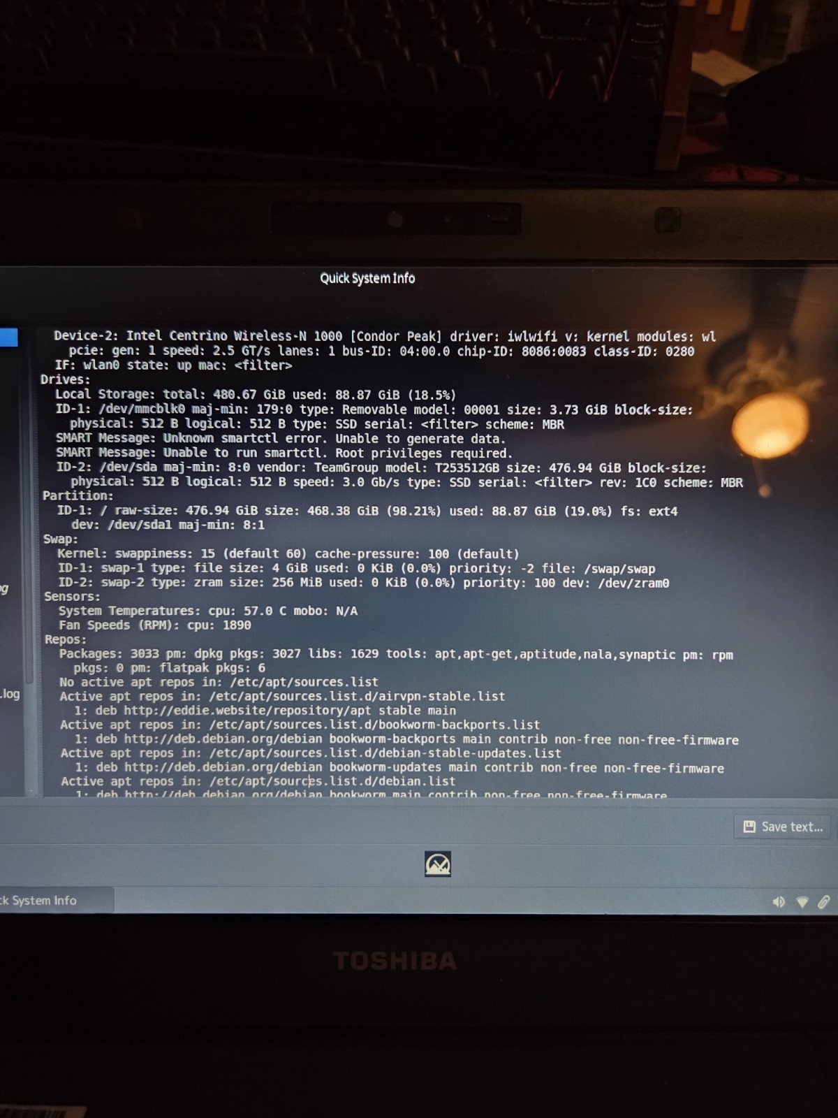 ​FAST Toshiba R835 Laptop – 16GB RAM – Intel i5 – BYO Drive – MX Linux Disc