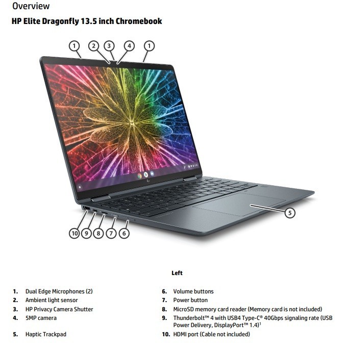 HP Elite Dragonfly Touch 13 X360 Laptop Chromebook PC 13.3″ i7 16GB ChromeOS