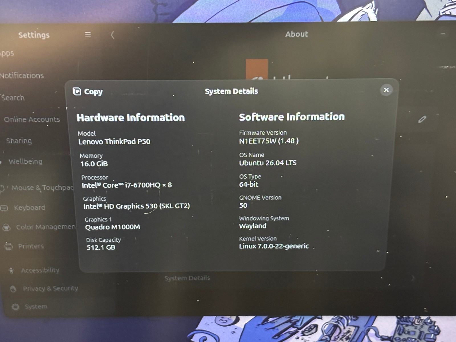 Lenovo ThinkPad P50 Core i7-6700HQ 16GB RAM 512GB NVME Quadro M1000M