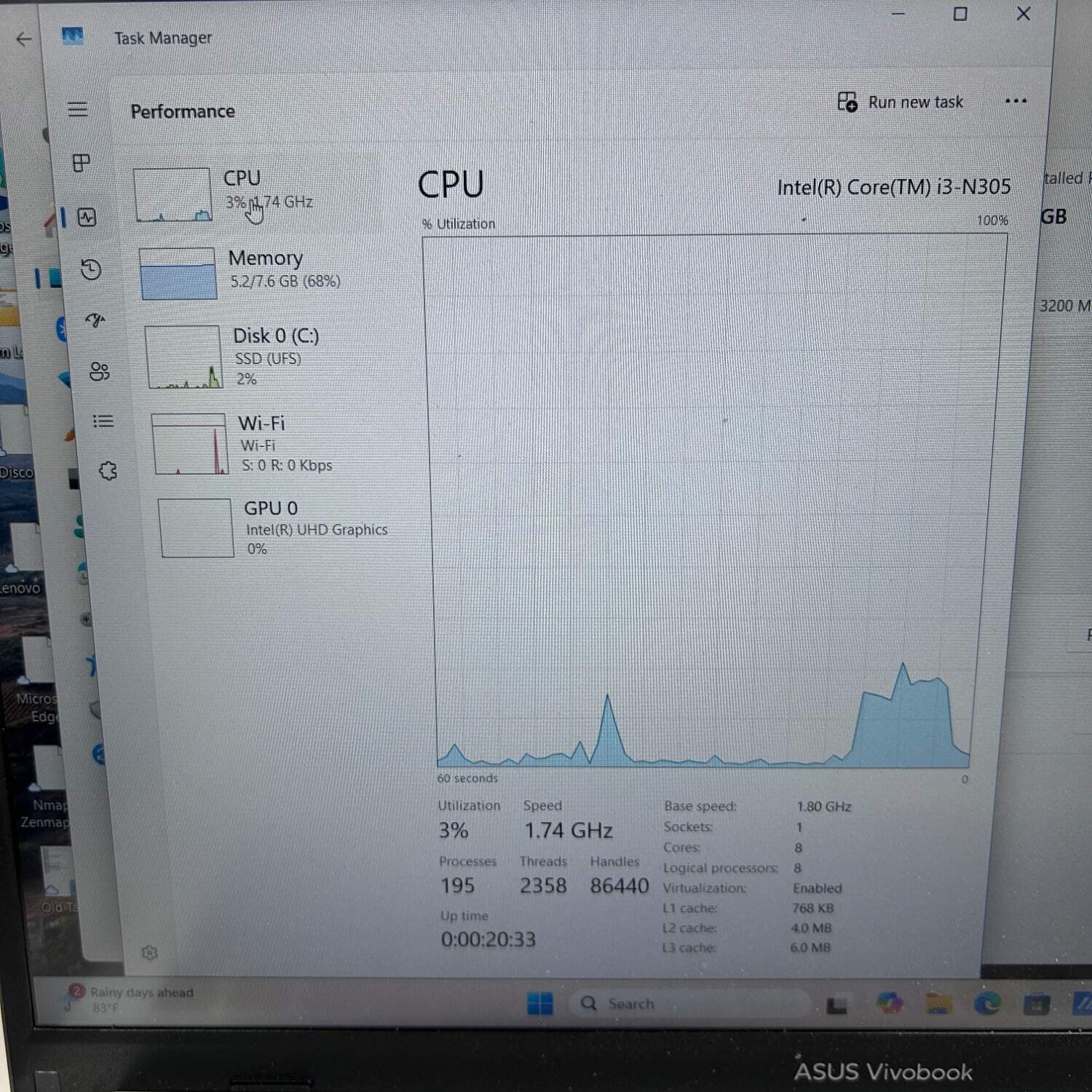 Asus Vivobook Go 14/15 WS35 i3-N305 1.8GHz 8GB RAM 256GB SSD