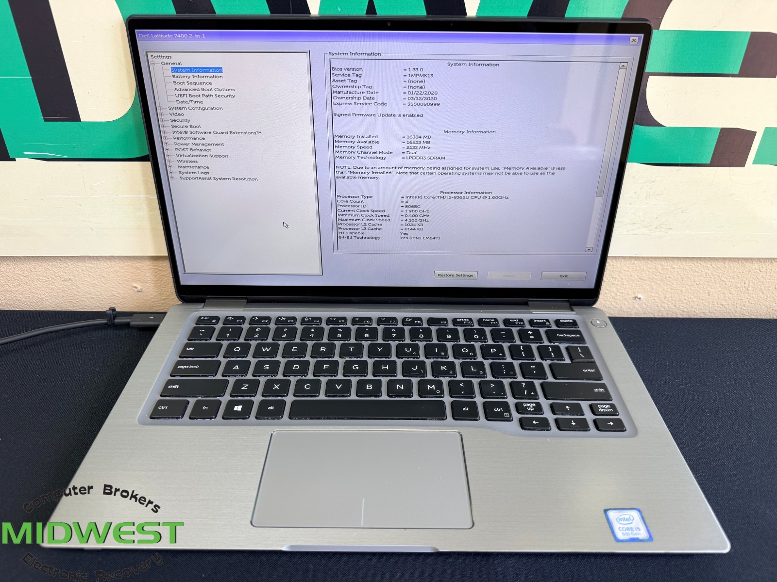 Dell Latitude 7400 2-in-1 i5-8365U 1.6GHz 16GB RAM No OS/HDD/SSD
