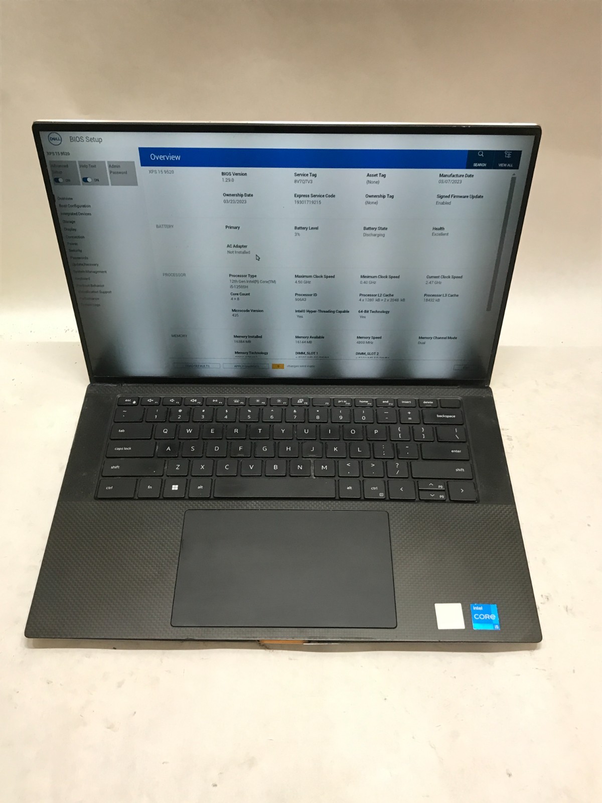 Dell XPS 15 9520 15″ Intel Core i5-12500H NO RAM NO SSD For Parts READ DESC – DW