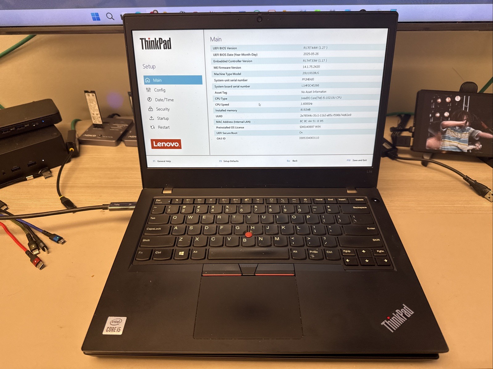 Lenovo ThinkPad L14 Laptop Lot Intel Core i5-10210U – 8GB RAM – 256 GB