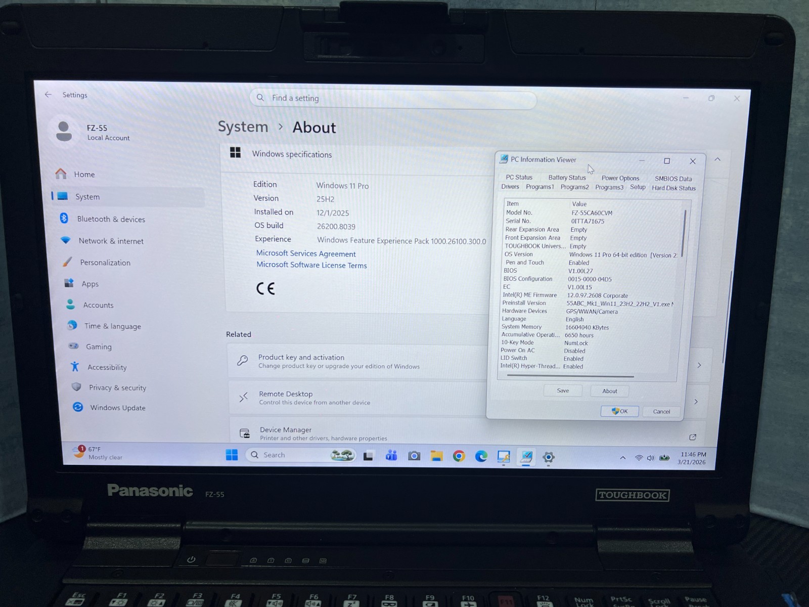 FZ-55CA60CVM, Intel core i7-8665U,512GB SSD,16GB Mem,HDMI, 4G LTE, GPS, 2 Batter