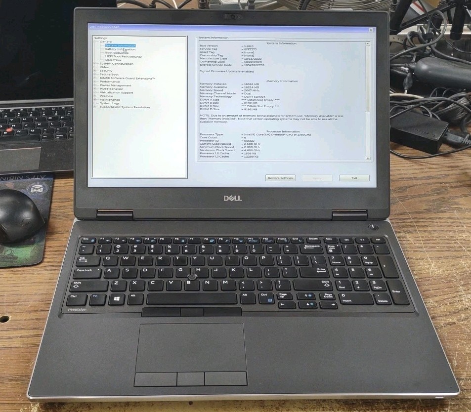 Dell Precision 7540 15.6″ W/ i7-9850H 2.6GHz 16GB 256GB SSD