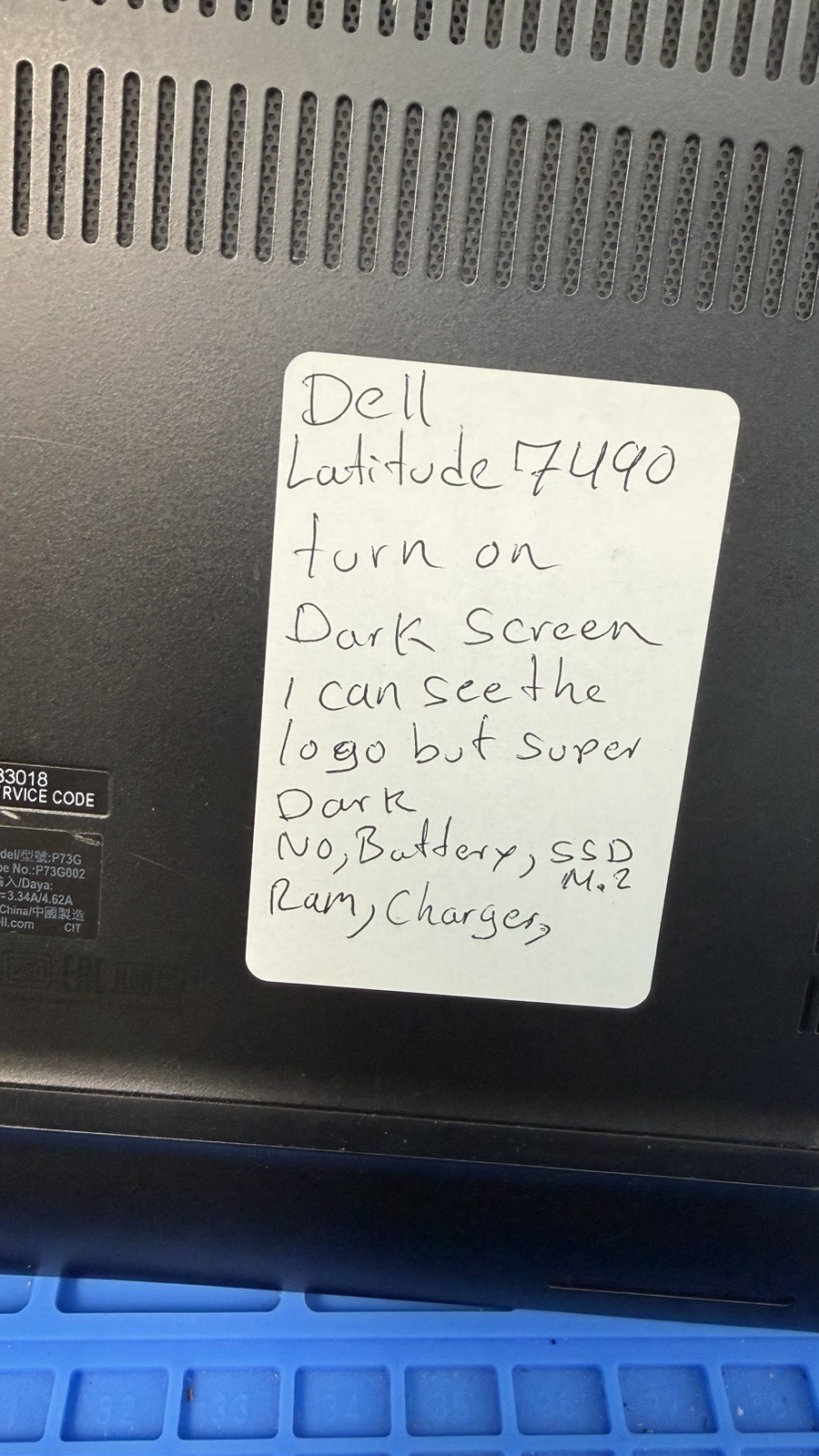 Dell Latitude 7490 i7 8th Gen Laptop Powers On Dark Screen Parts Repair
