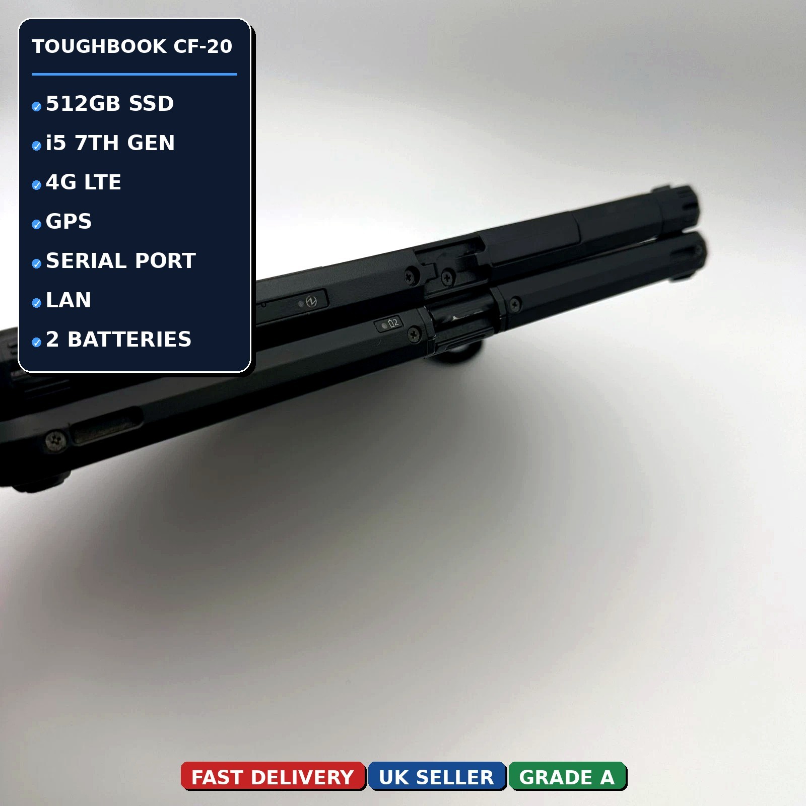 Panasonic Toughbook CF-20 MK2 i5 8GB 512GB Rugged Tablet Laptop 4G GPS 2 x Bat