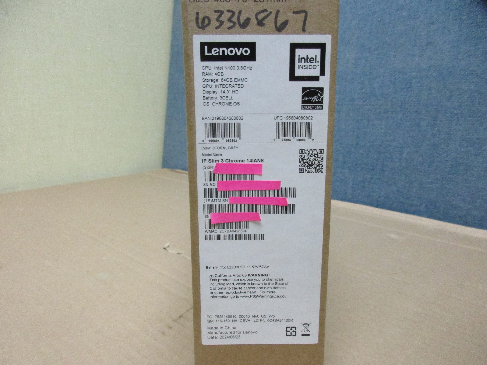 LENOVO IPad Slim 3 C 14IAN8 83BN0001US Lap,14″ Intel N-S N100,AI,4GB M-NEWIN BOX