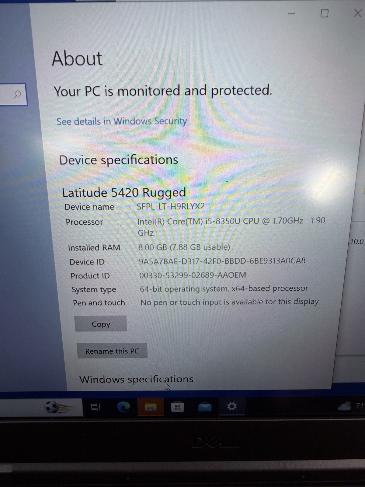Dell Latitude 5420 Rugged 14″ Core i5-8350U 8GB RAM 128GB NVMe Windows11 (READ)
