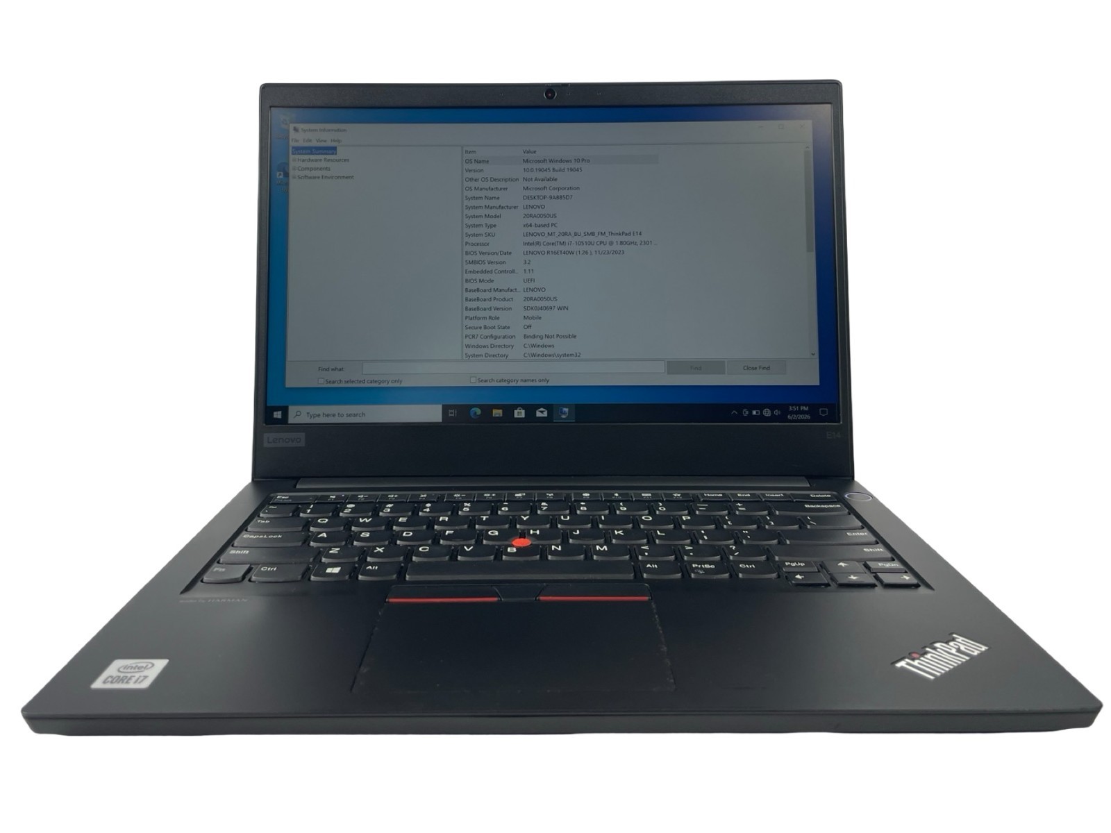 Lenovo ThinkPad E14 Intel Core i7-10510U 1.8GHz 32GB RAM 1TB SSD, WIN10P