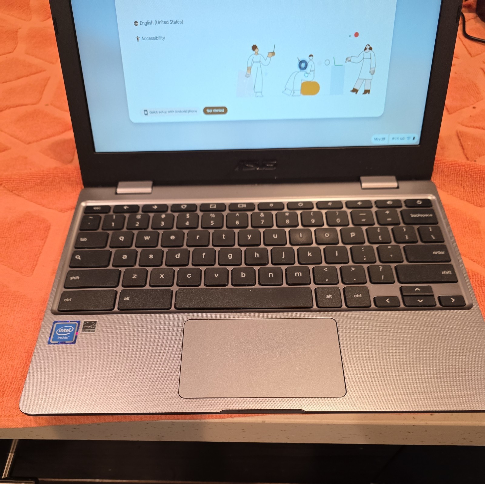 ASUS Chromebook CX22N 11.6in Celeron 4GB 32GB eMMC Chrome OS Gray Charger