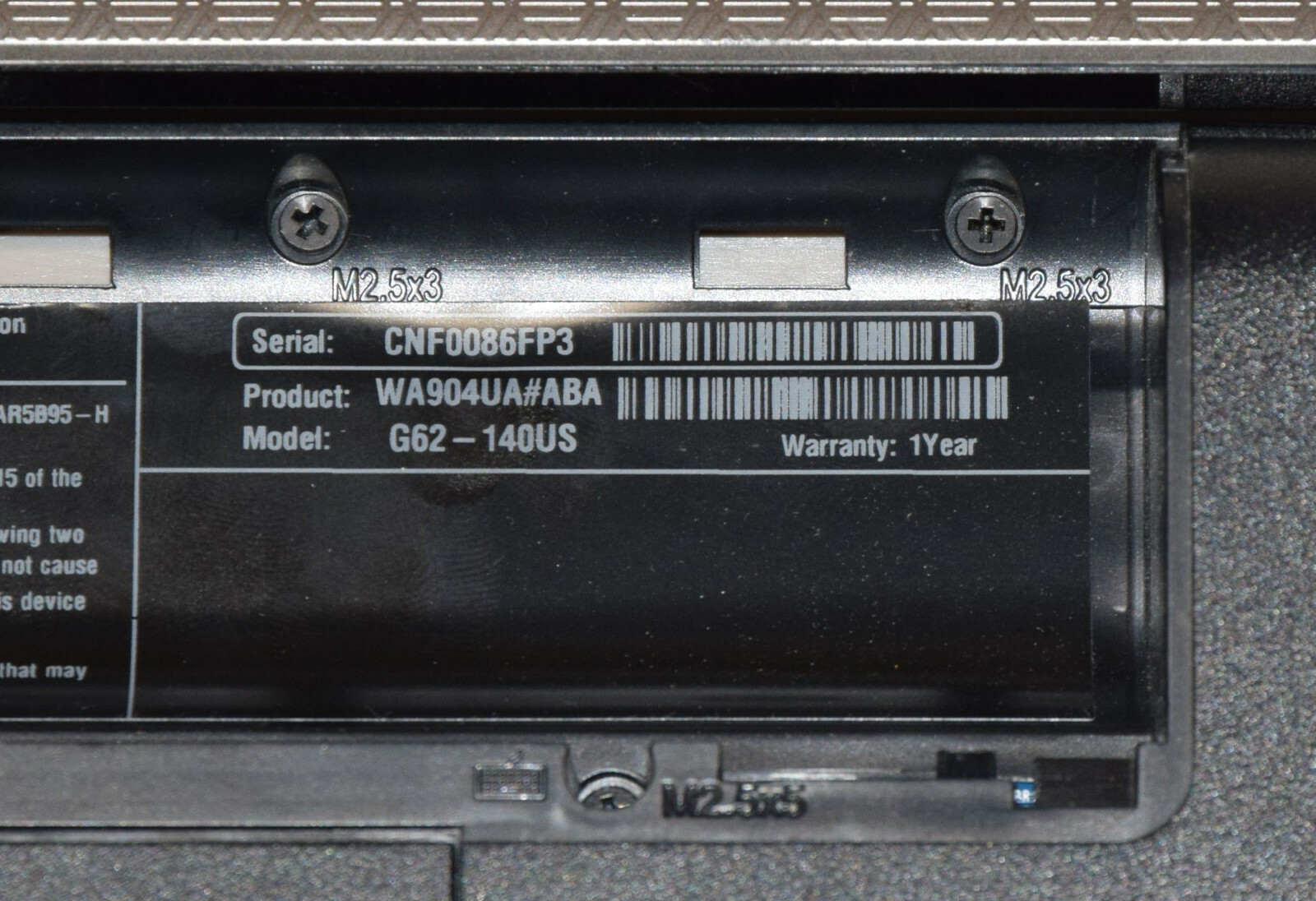 Dead Junk HP G62-140US 15.6″ Laptop Incomplete AS IS Parts Repair