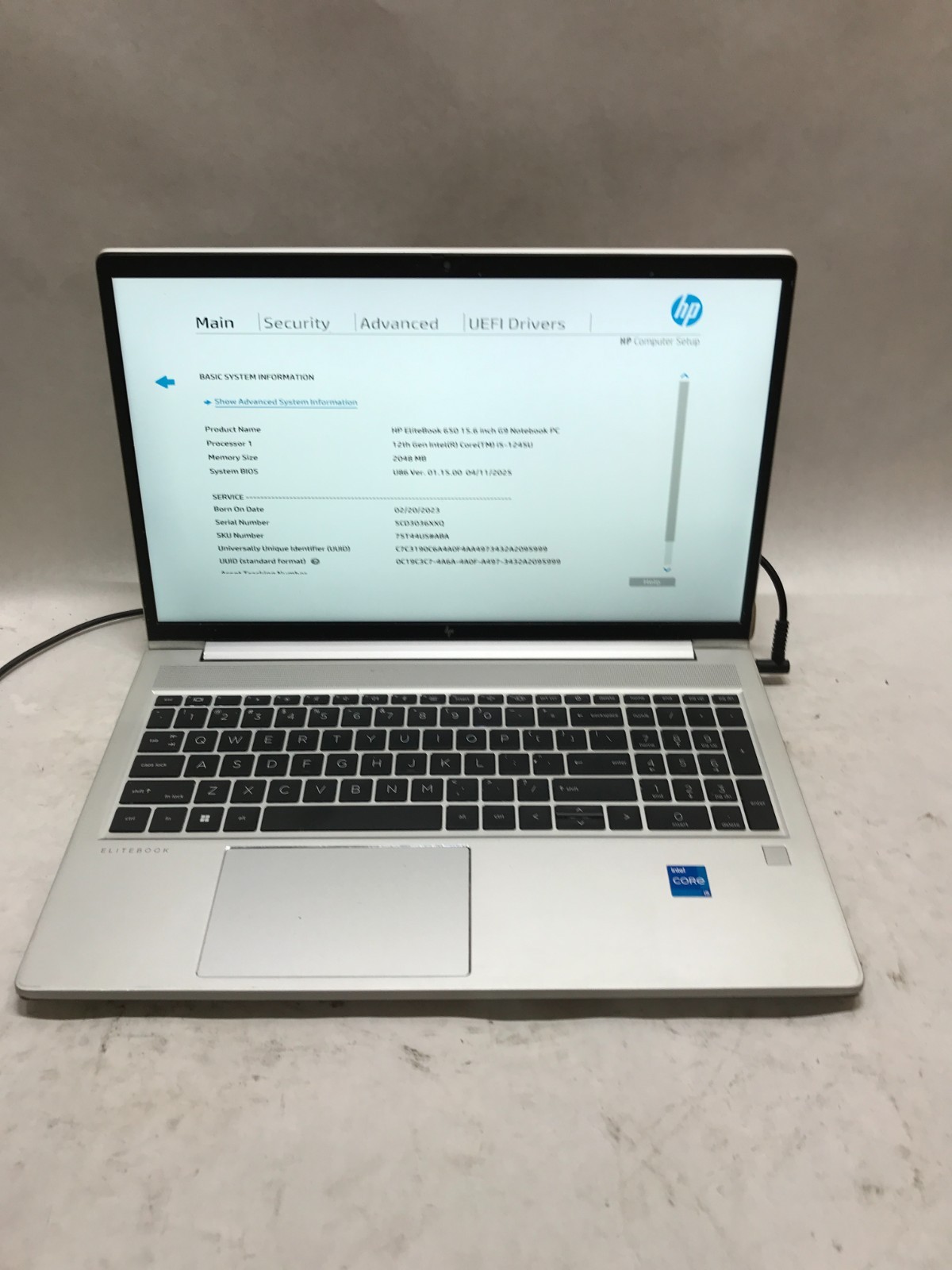 HP EliteBook 650 G9 15″ Intel Core i5-1245U NO RAM NO SSD/OS For Parts READ – DW
