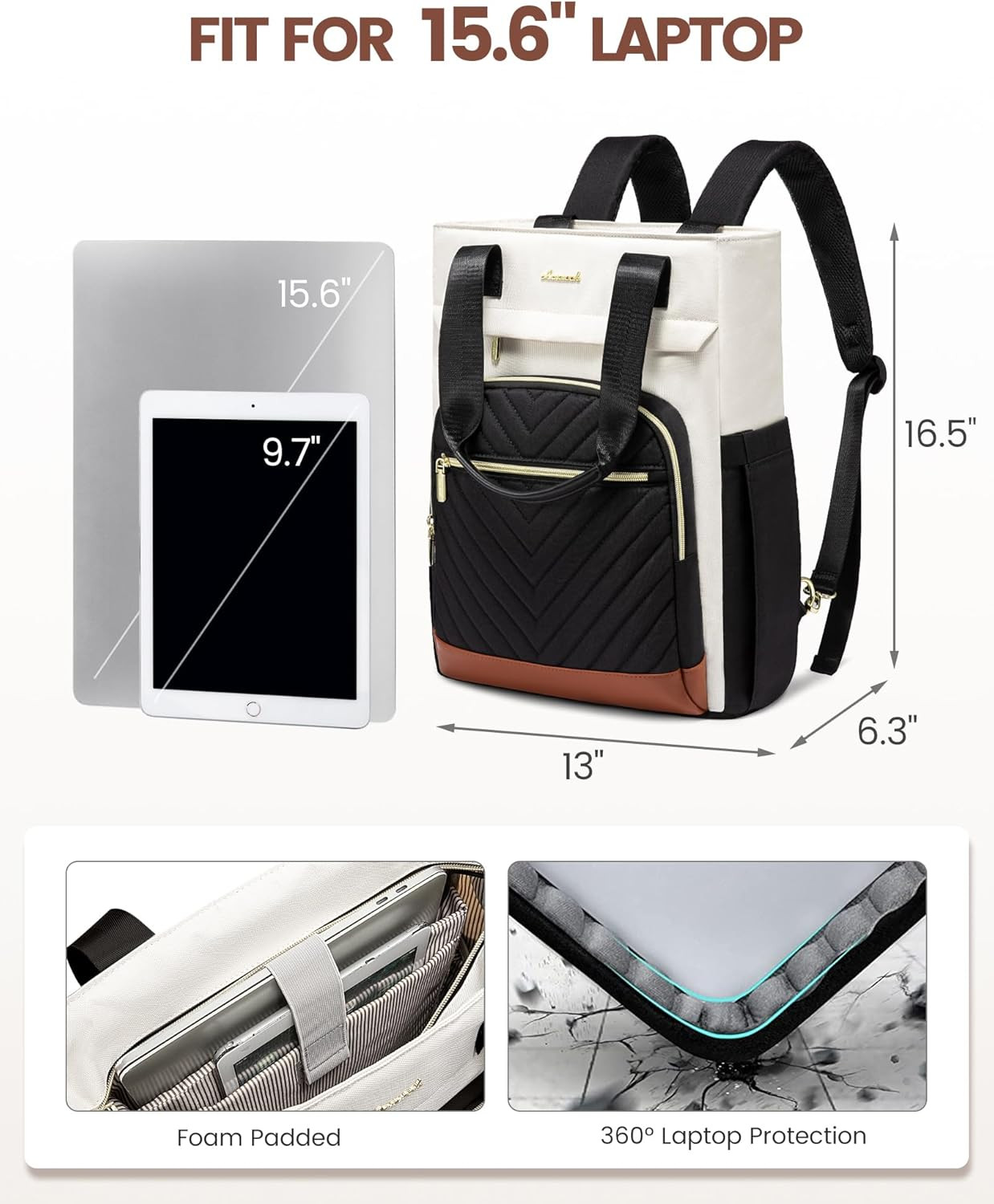 Laptop Backpack for Women, 15.6 Inch Work Laptop Bag Teacher Nurse Backpack, Wid
